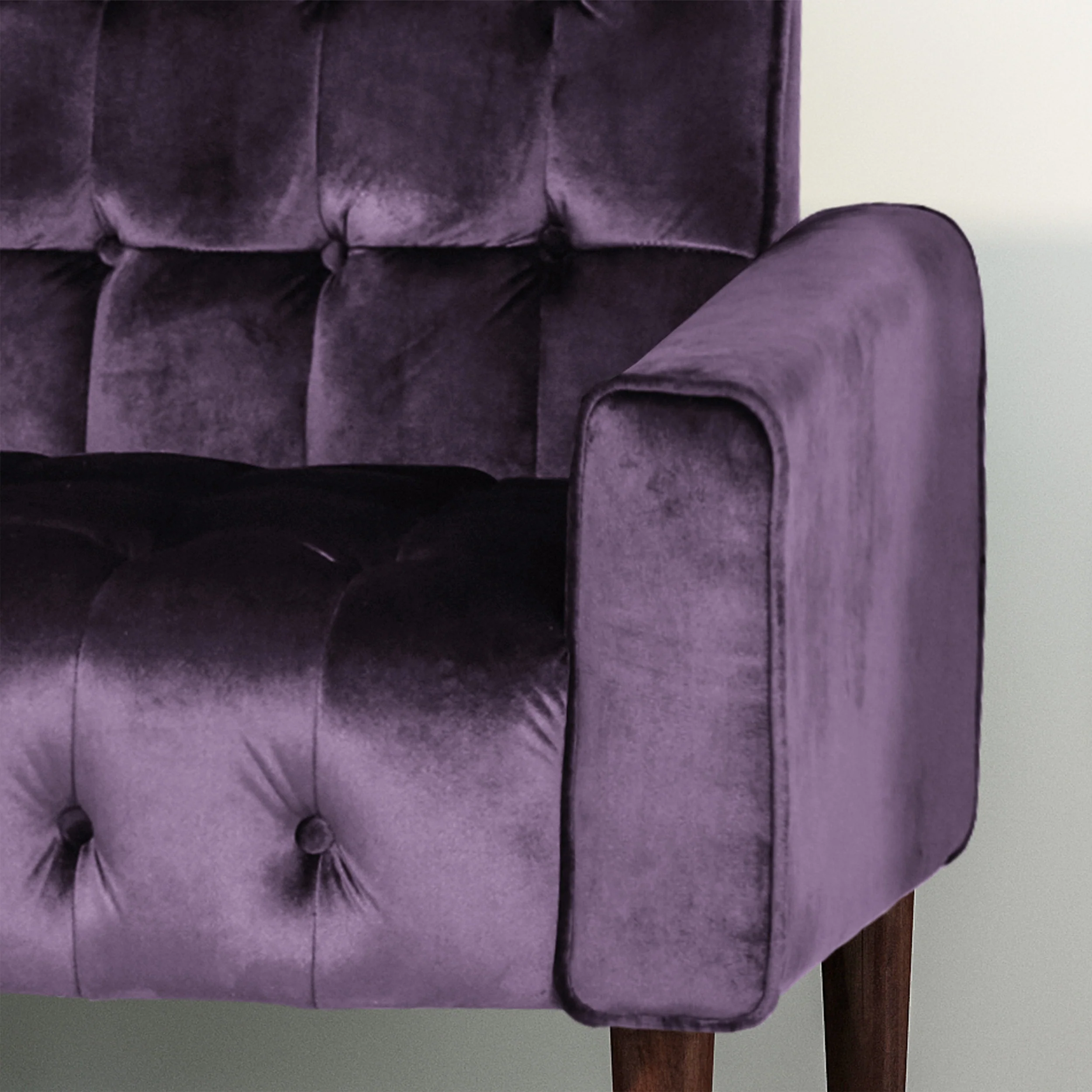 Adan Tufted Velvet Sofa with Gold Tipped Tapered Legs - furnishings