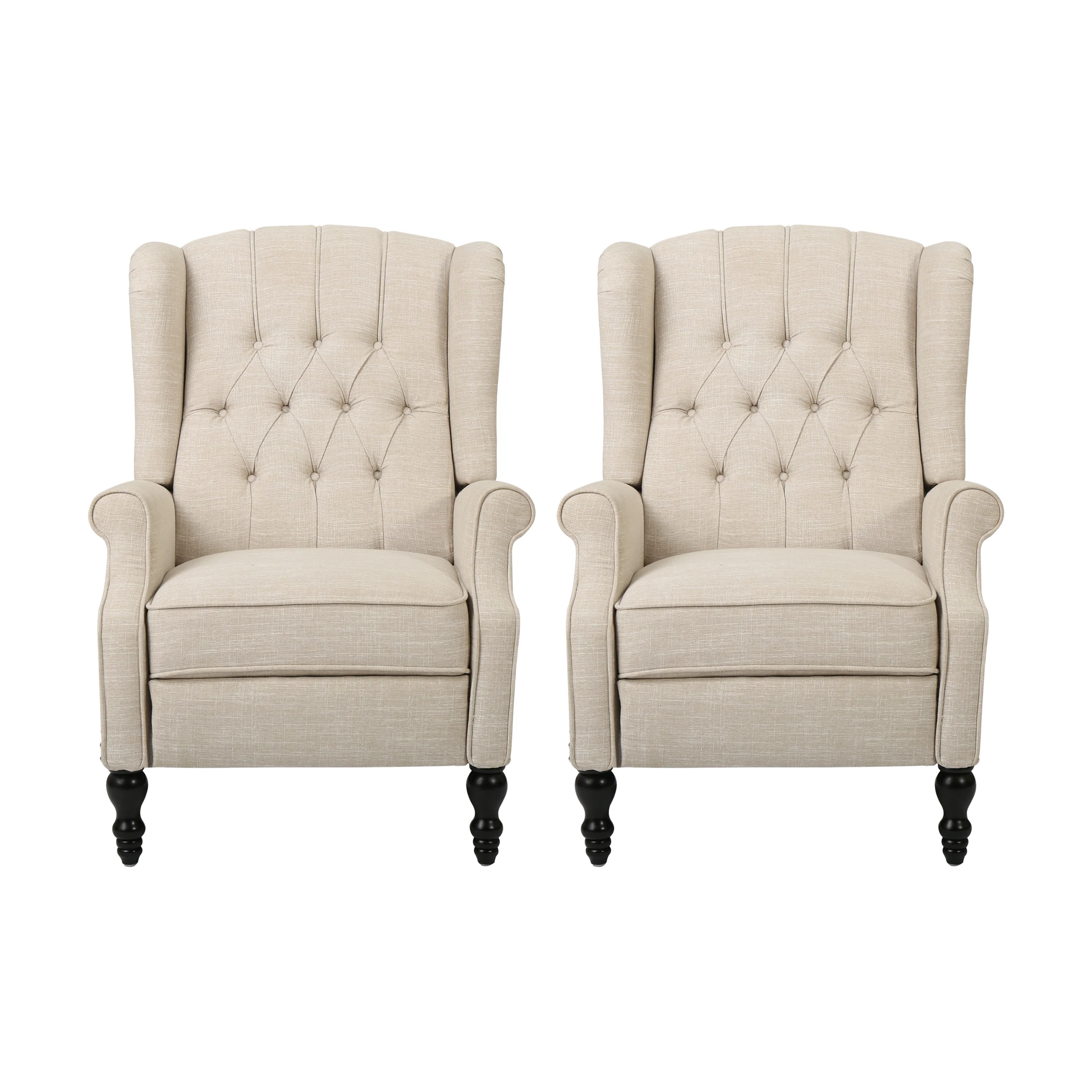 Elizabeth Contemporary Tufted Fabric Recliner (Set of 2) - furnishings