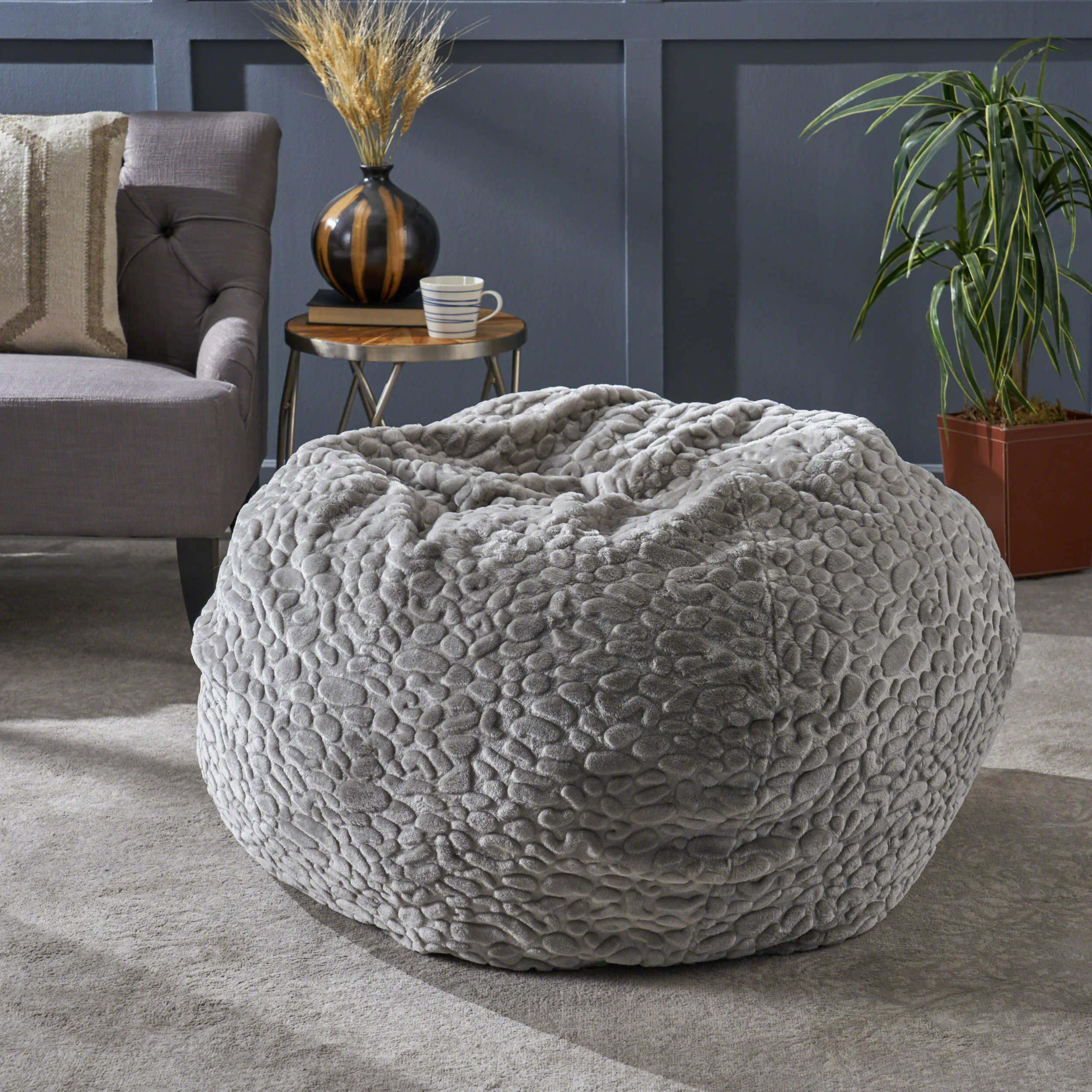 Edwardo Modern 3 Foot Faux Fur Bean Bag (Cover Only) - furnishings