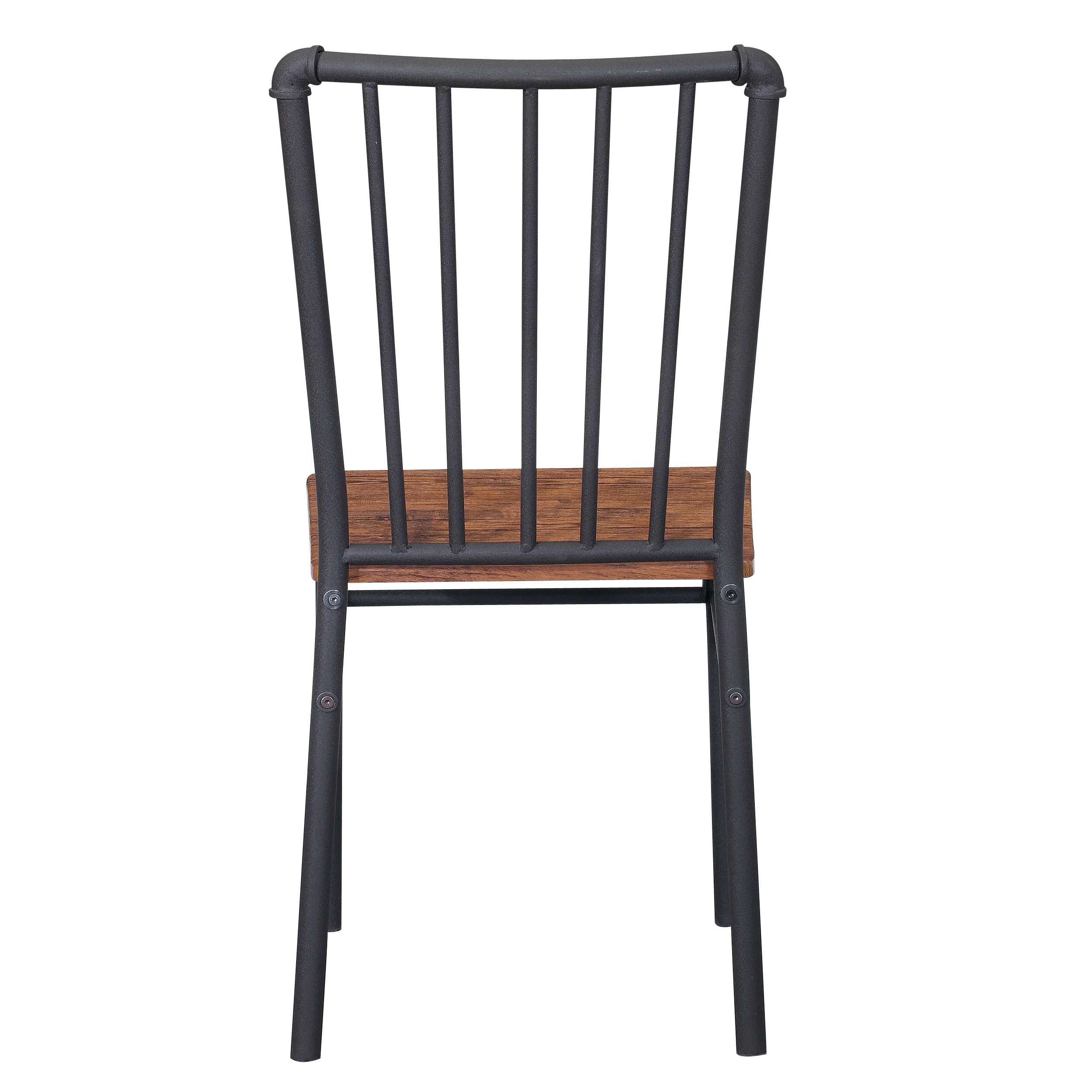 Lucas Industrial Textured Brown Steel and Wood Finished Chairs (Set of 2) - furnishings