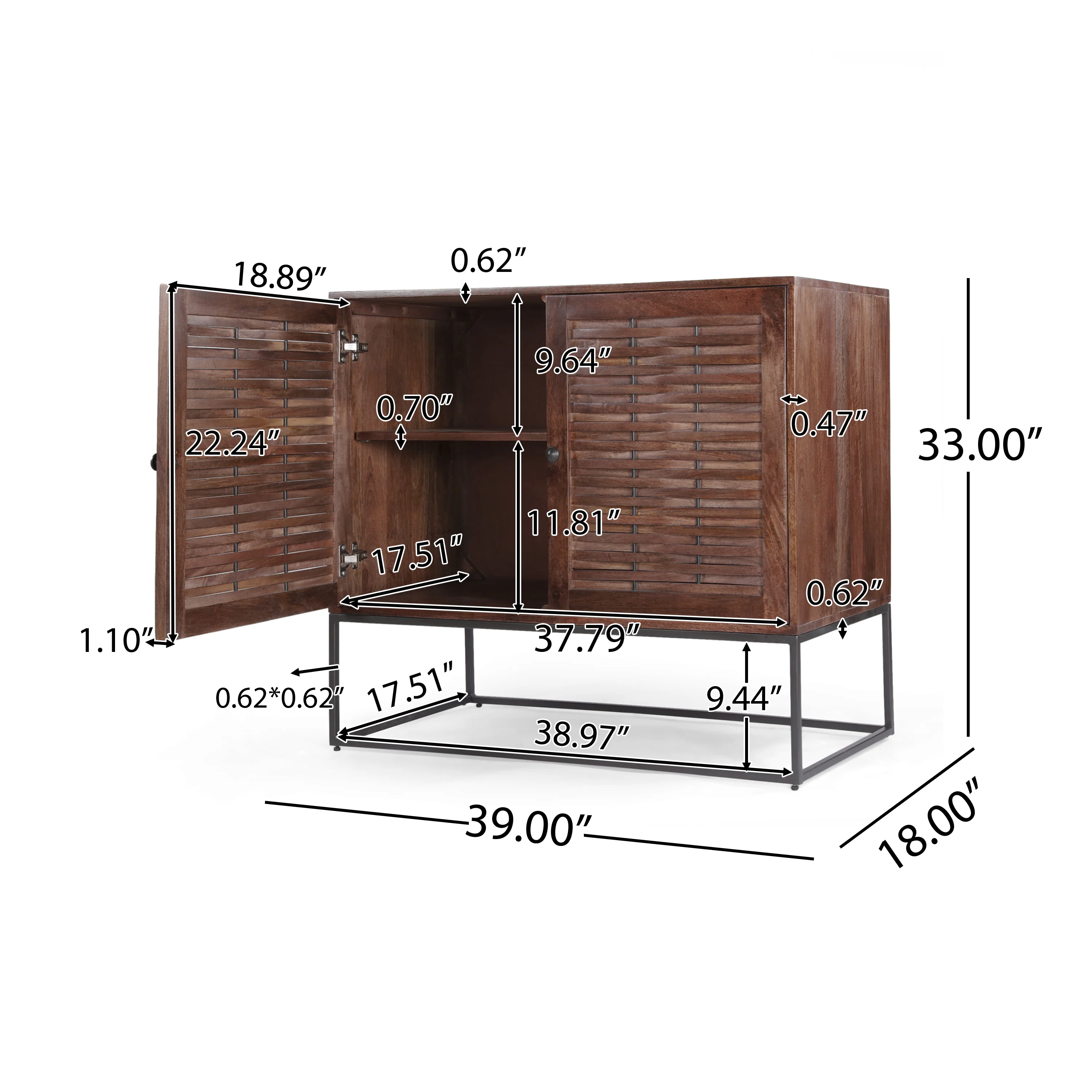 Upson Handcrafted Boho Mango Wood 2 Door Sideboard - furnishings
