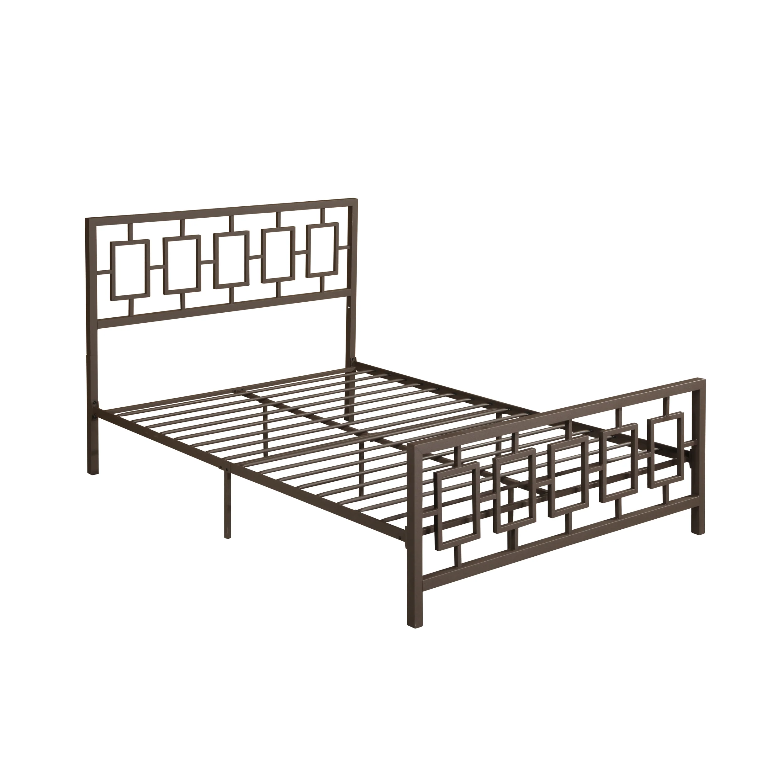 Dawn Queen-Size Geometric Platform Bed Frame, Iron, Modern, Low-Profile - furnishings
