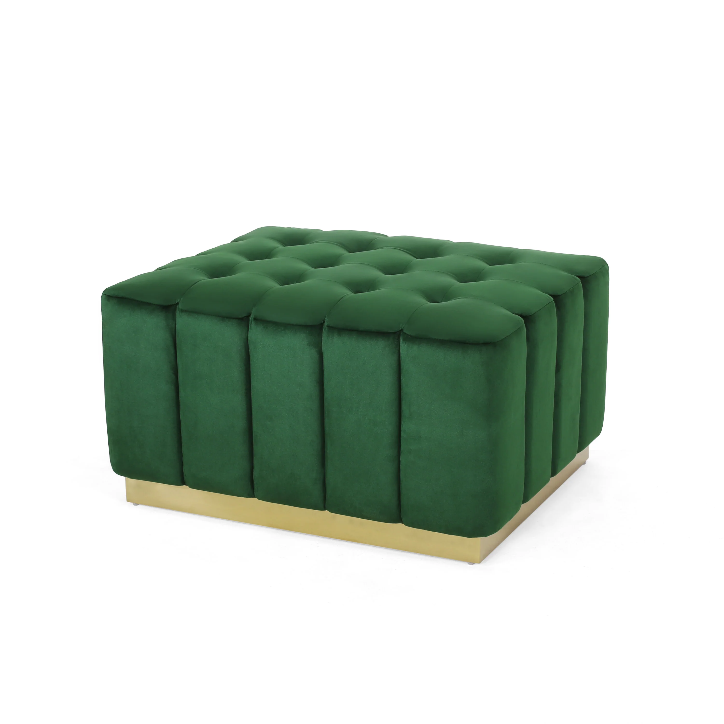 Fairfax Modern Glam Velvet Tufted Ottoman - furnishings