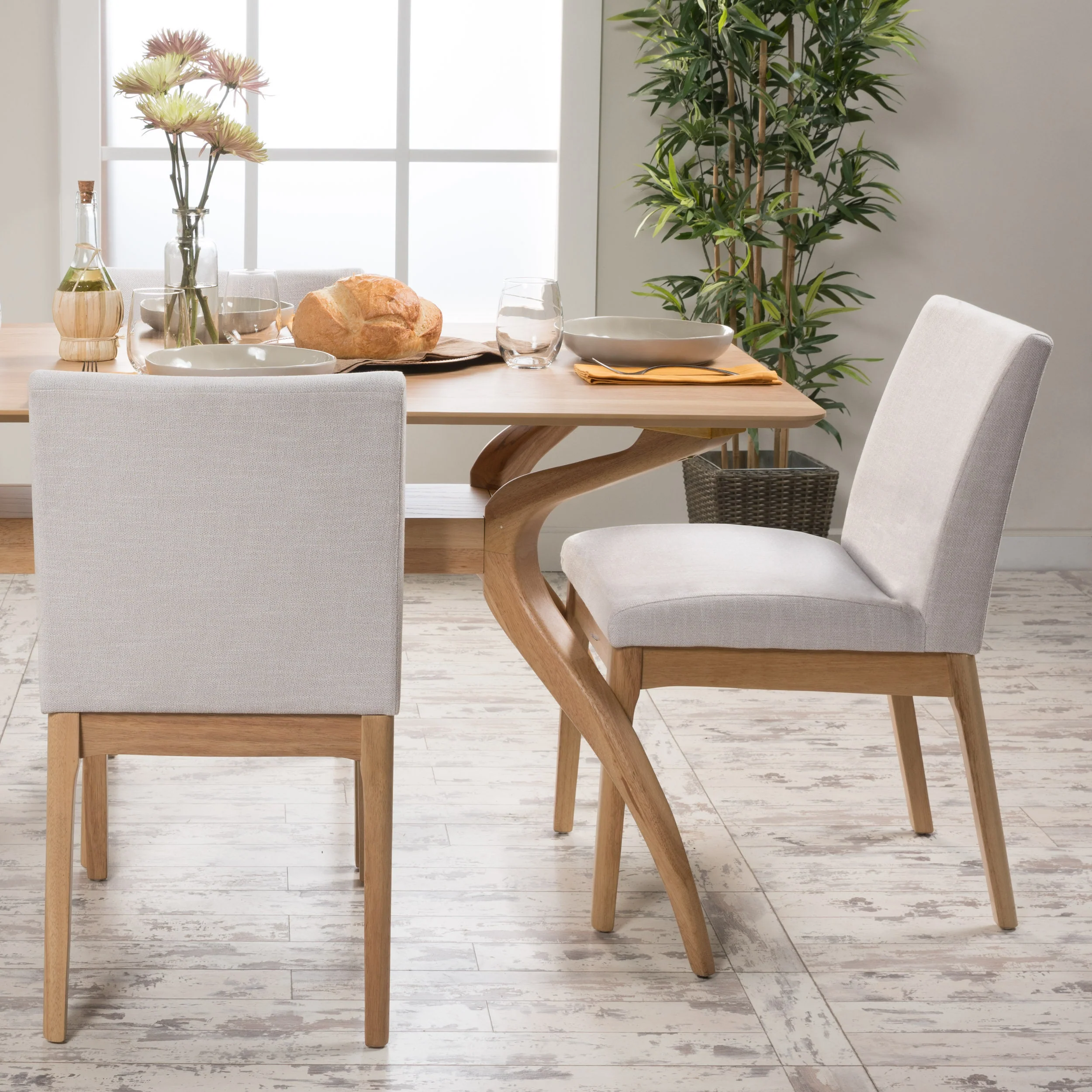 Leona Fabric & Wood Finish Dining Chair (Set of 2) - furnishings