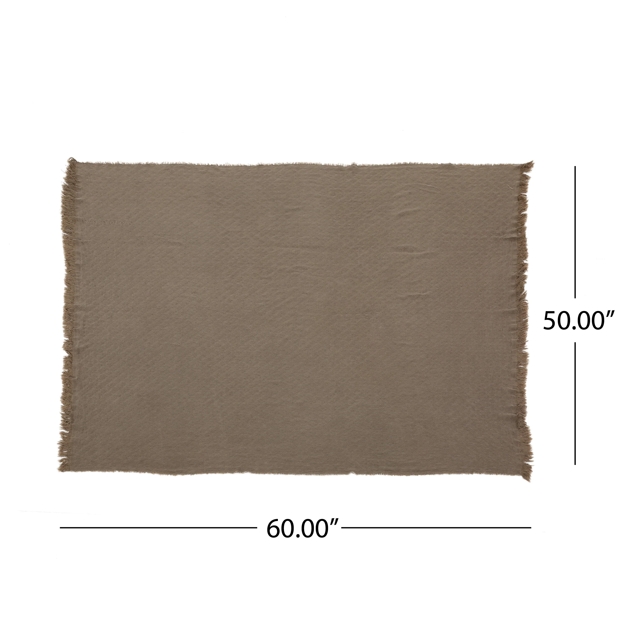 Kyra Contemporary Cotton Throw Blanket with Fringes, Brown - furnishings