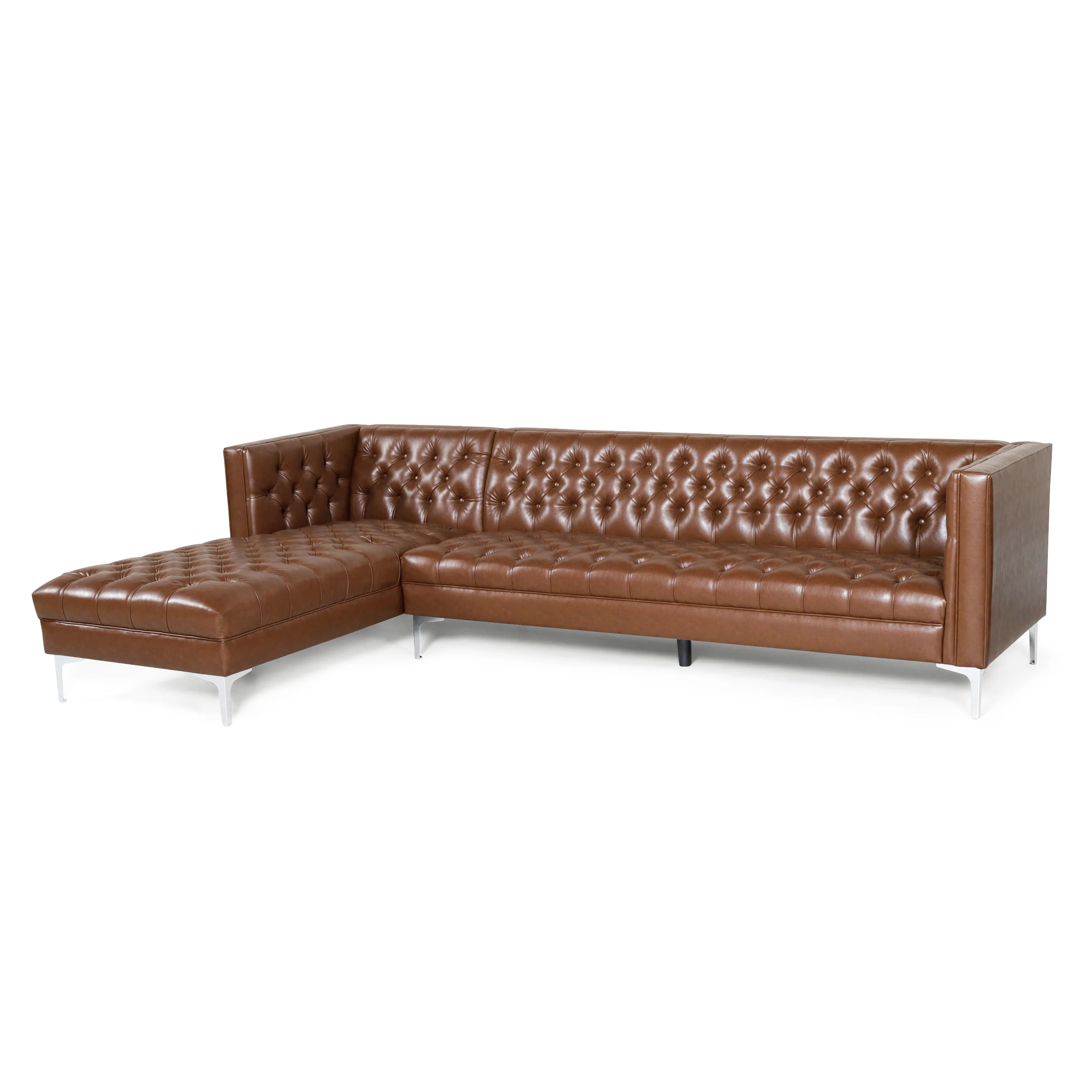 Camrose Contemporary Tufted 4 Seater Chaise Lounge Sectional Sofa - furnishings