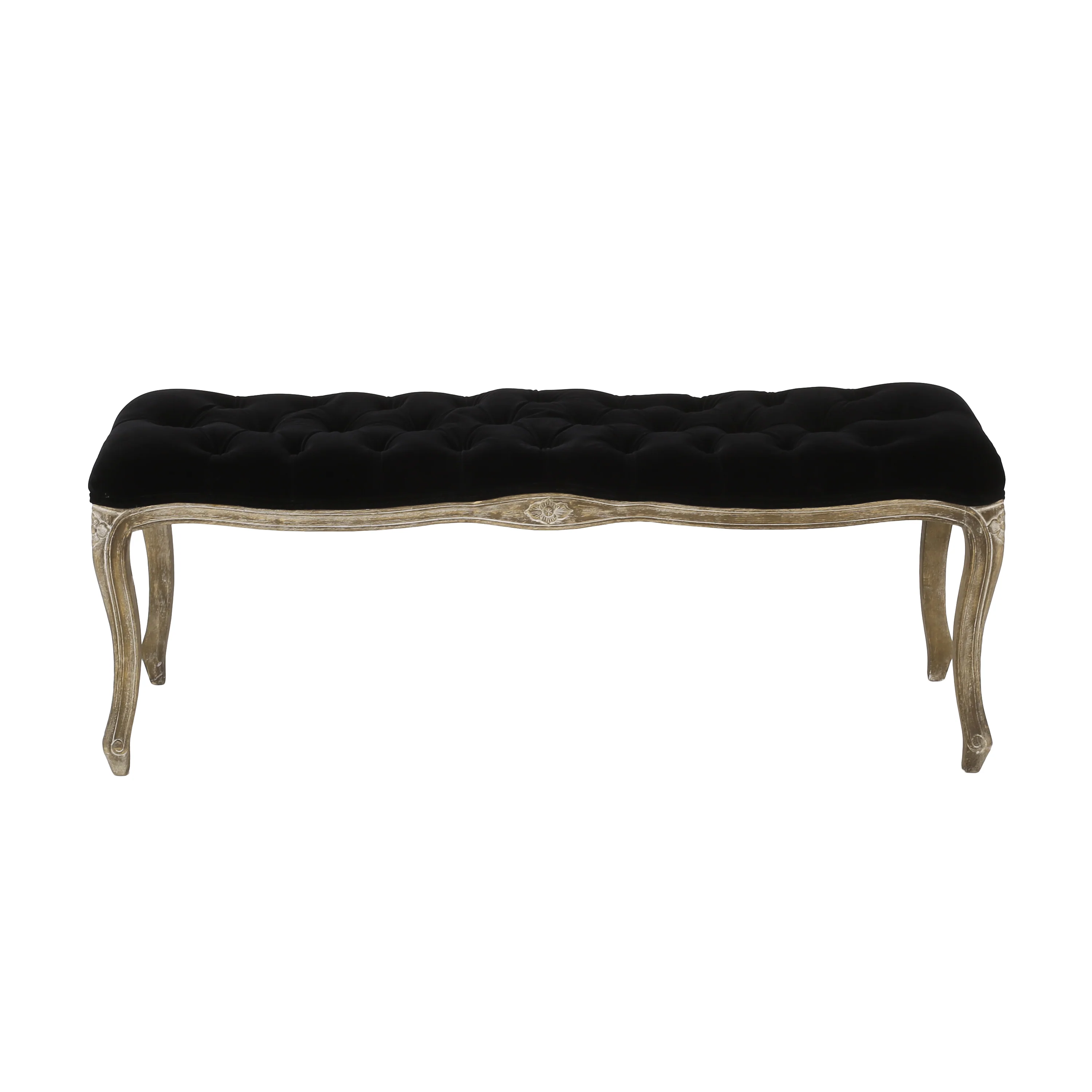 Francis Traditional Button Tufted Velvet Bench - furnishings