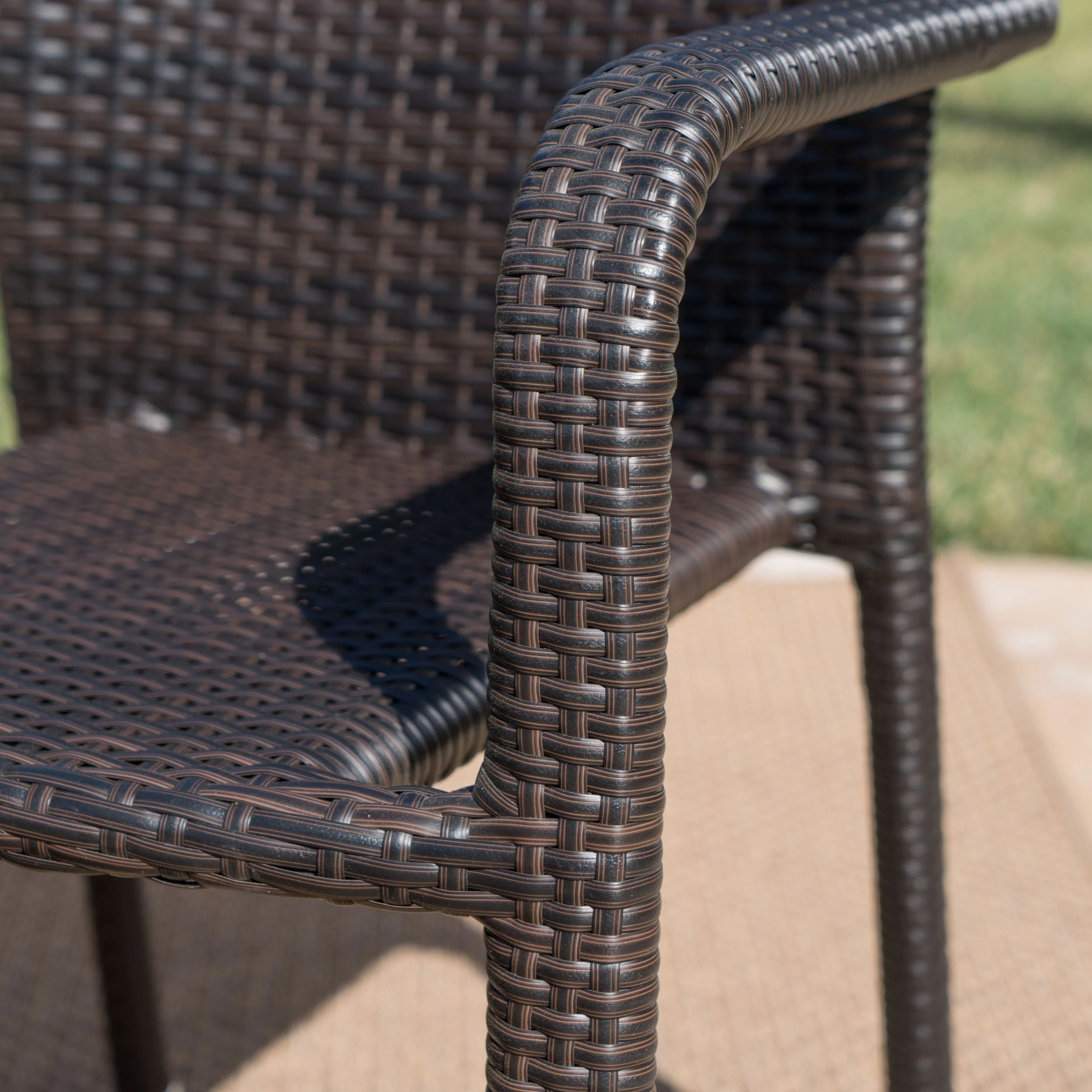 Zendaya Outdoor 6 Piece Wicker Dining Set with Light Weight Concrete Table and Bench - furnishings