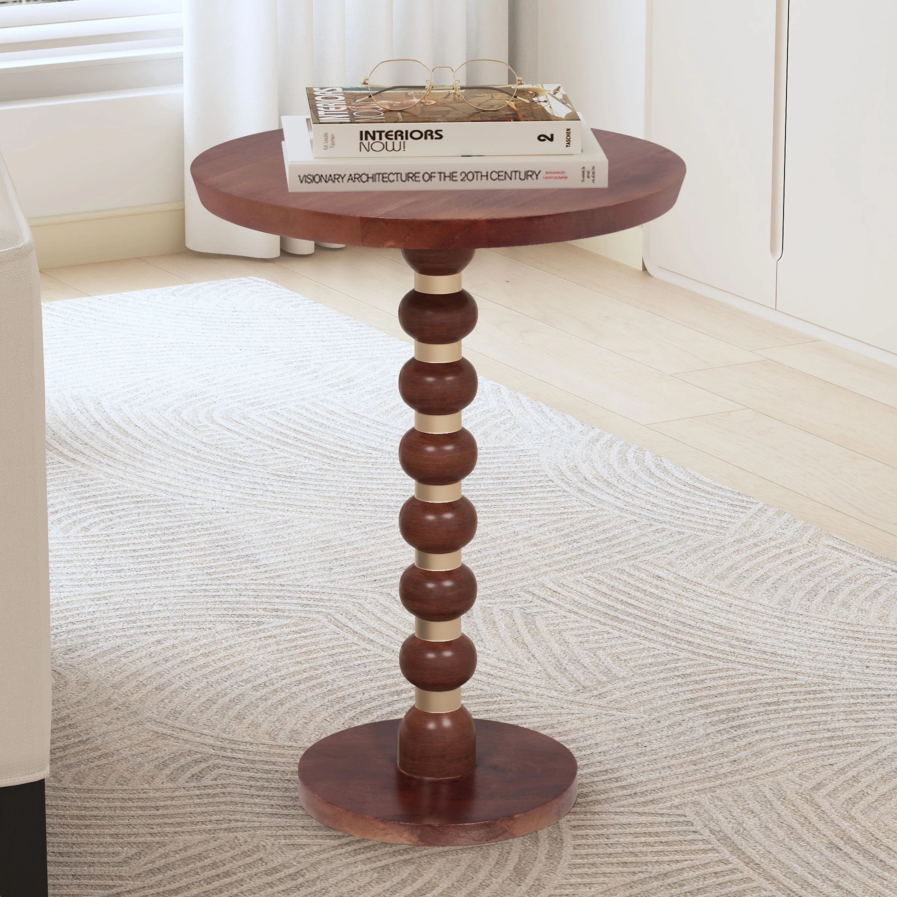 Orablu Modern Round Mango Wood End Table - furnishings