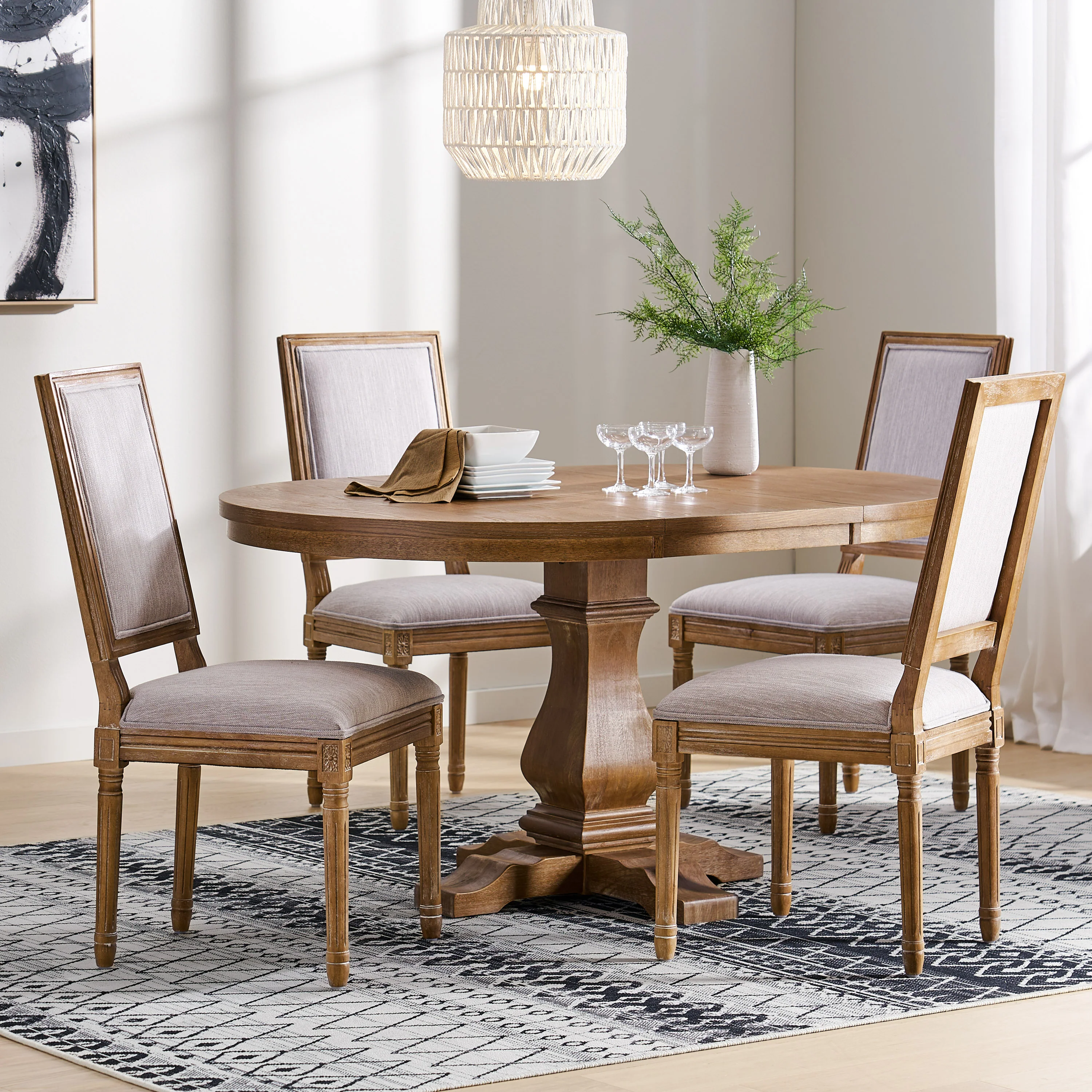 Beckstrom French Country 5-Piece Expandable Oval Dining Set - Wood - furnishings