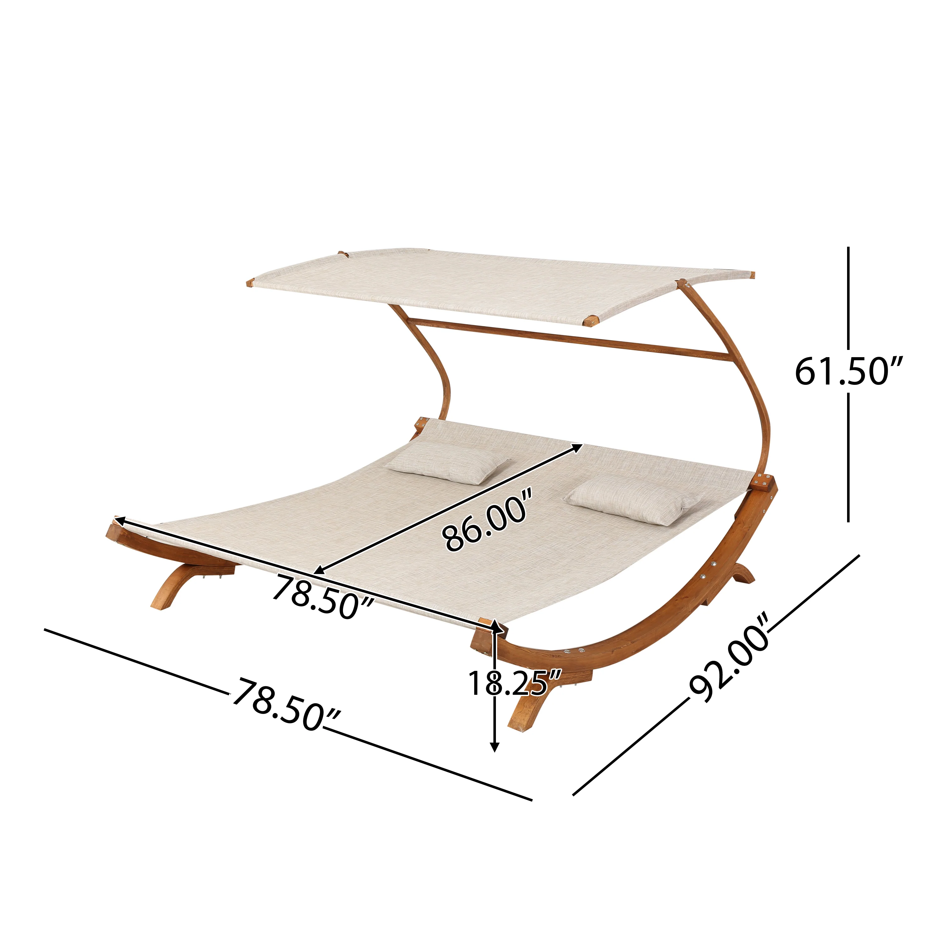 Bayard Outdoor Off-White Sunbed with Adjustable Canopy - furnishings