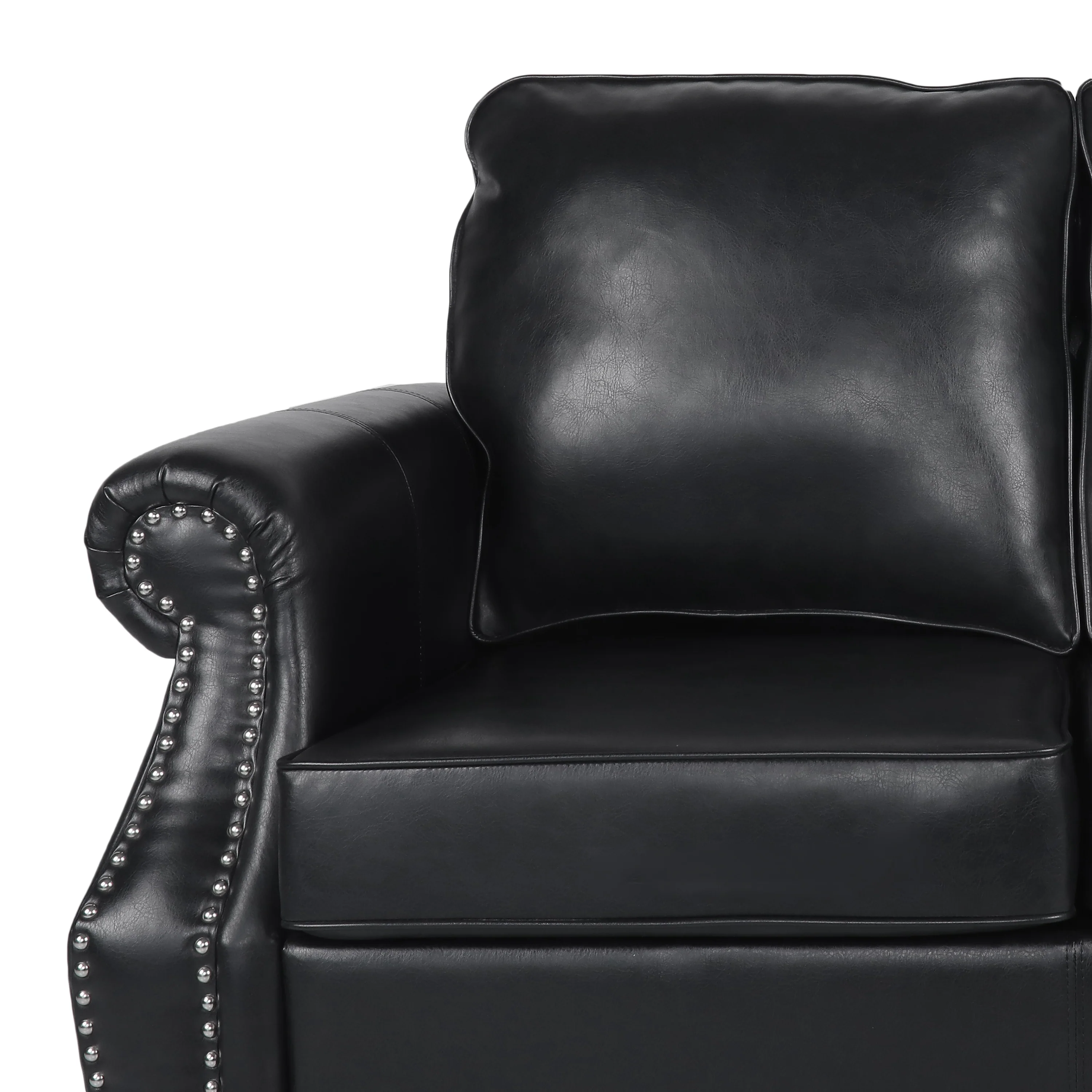 Pochelon Contemporary Faux Leather Loveseat with Nailhead Trim - furnishings