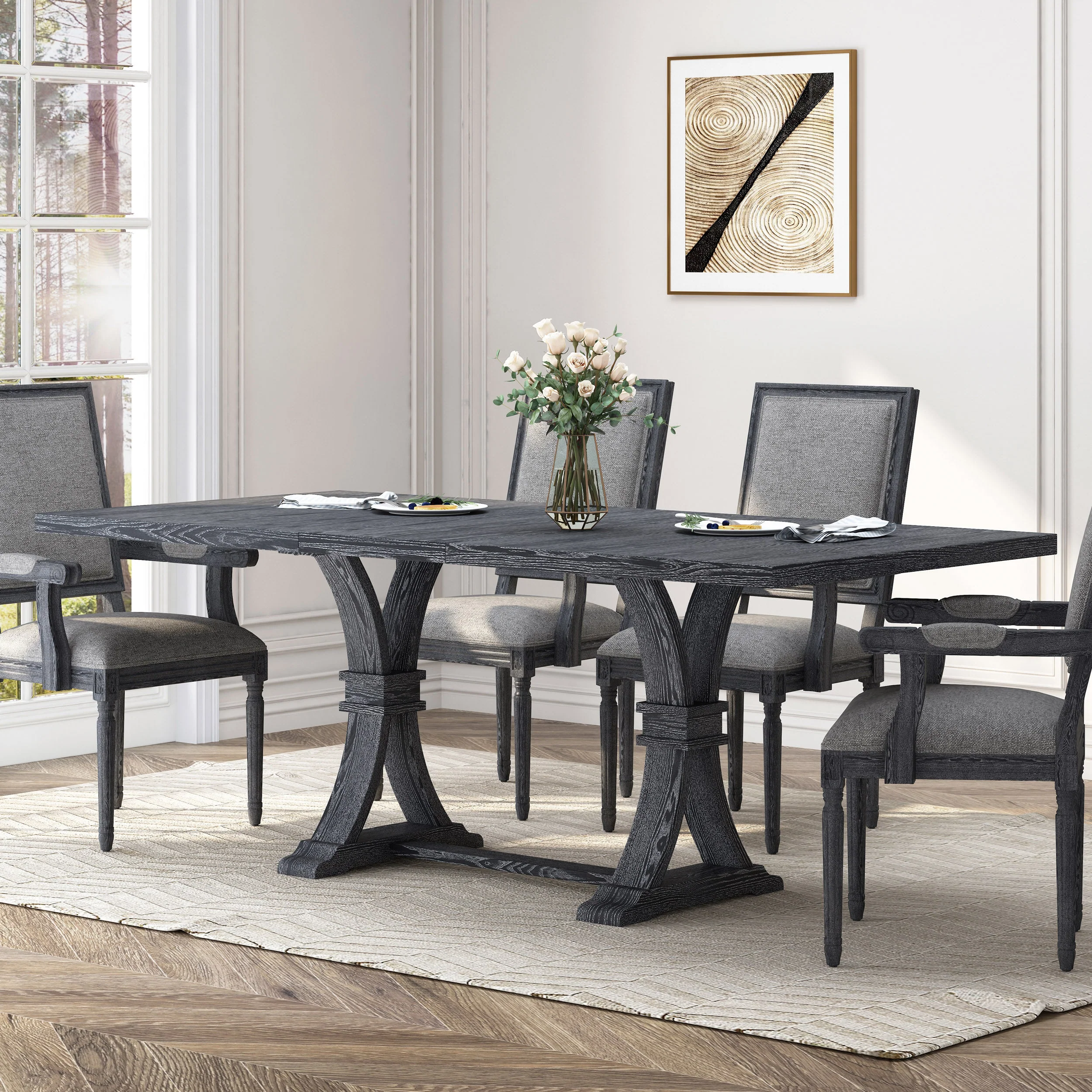Luoma Rustic Wood Expandable Dining Table - furnishings