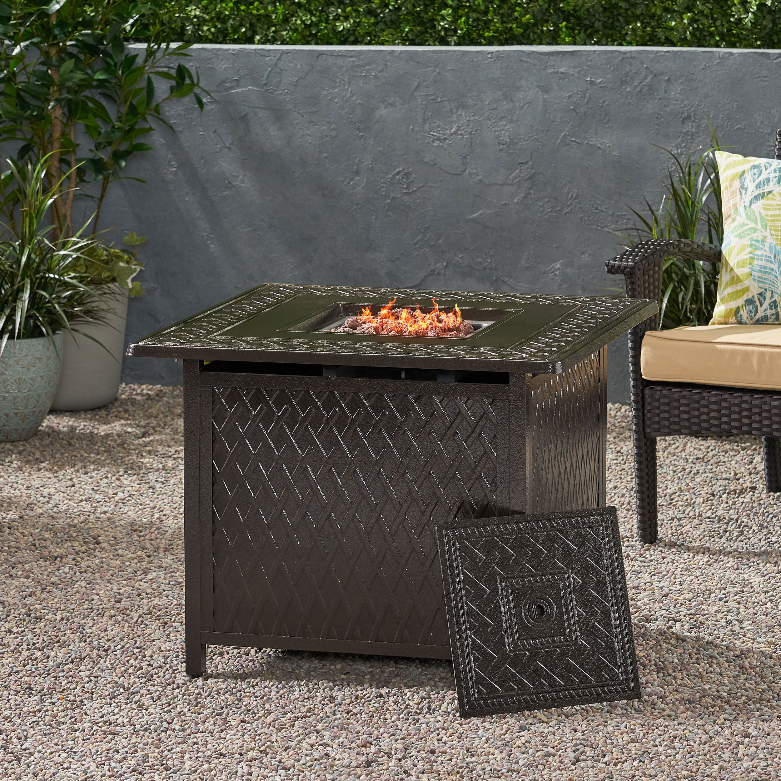 Dimitris Square Aluminum Propane Fire Pit - furnishings