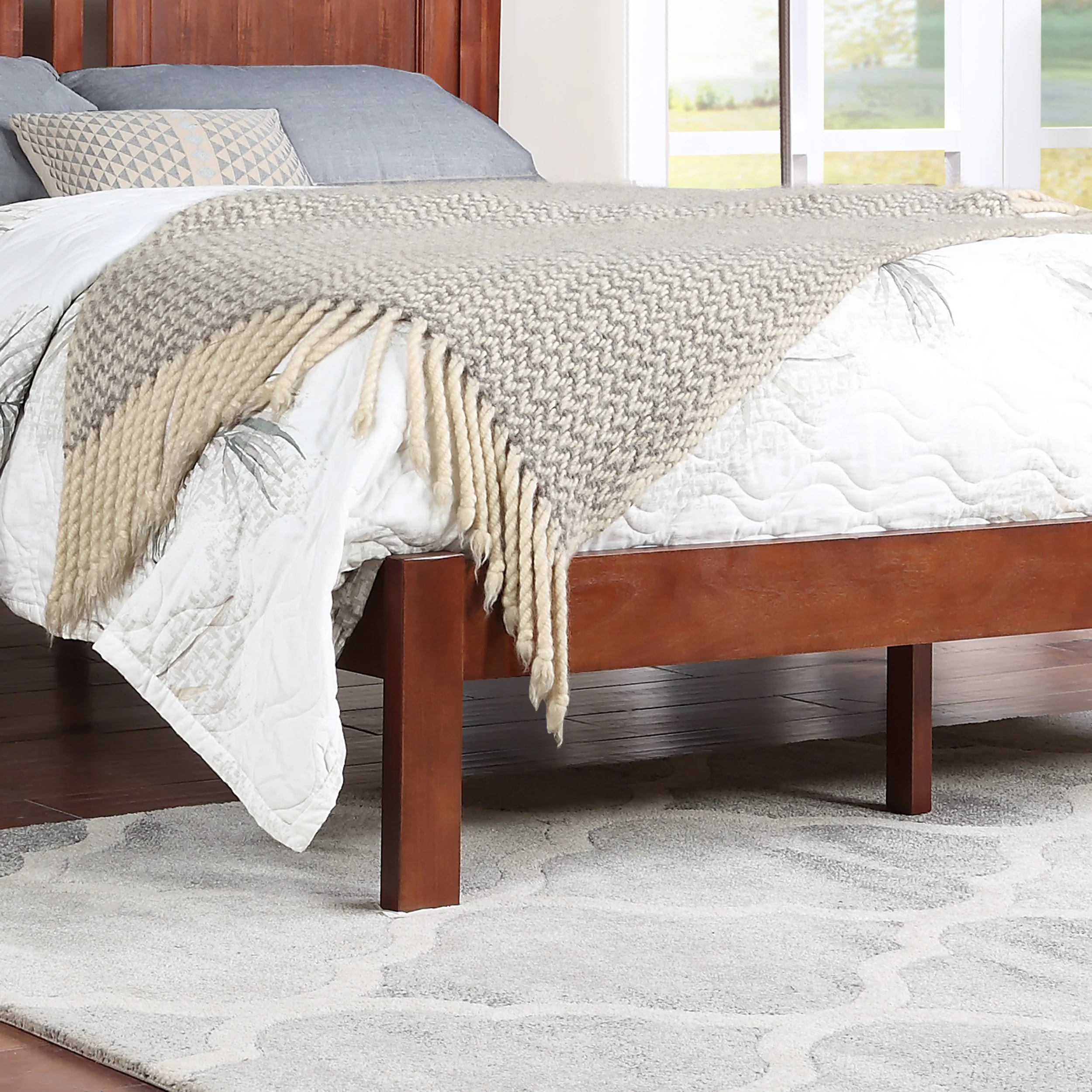 Kashtyn Modern Farmhouse Acacia Wood Queen Bed Platform - furnishings
