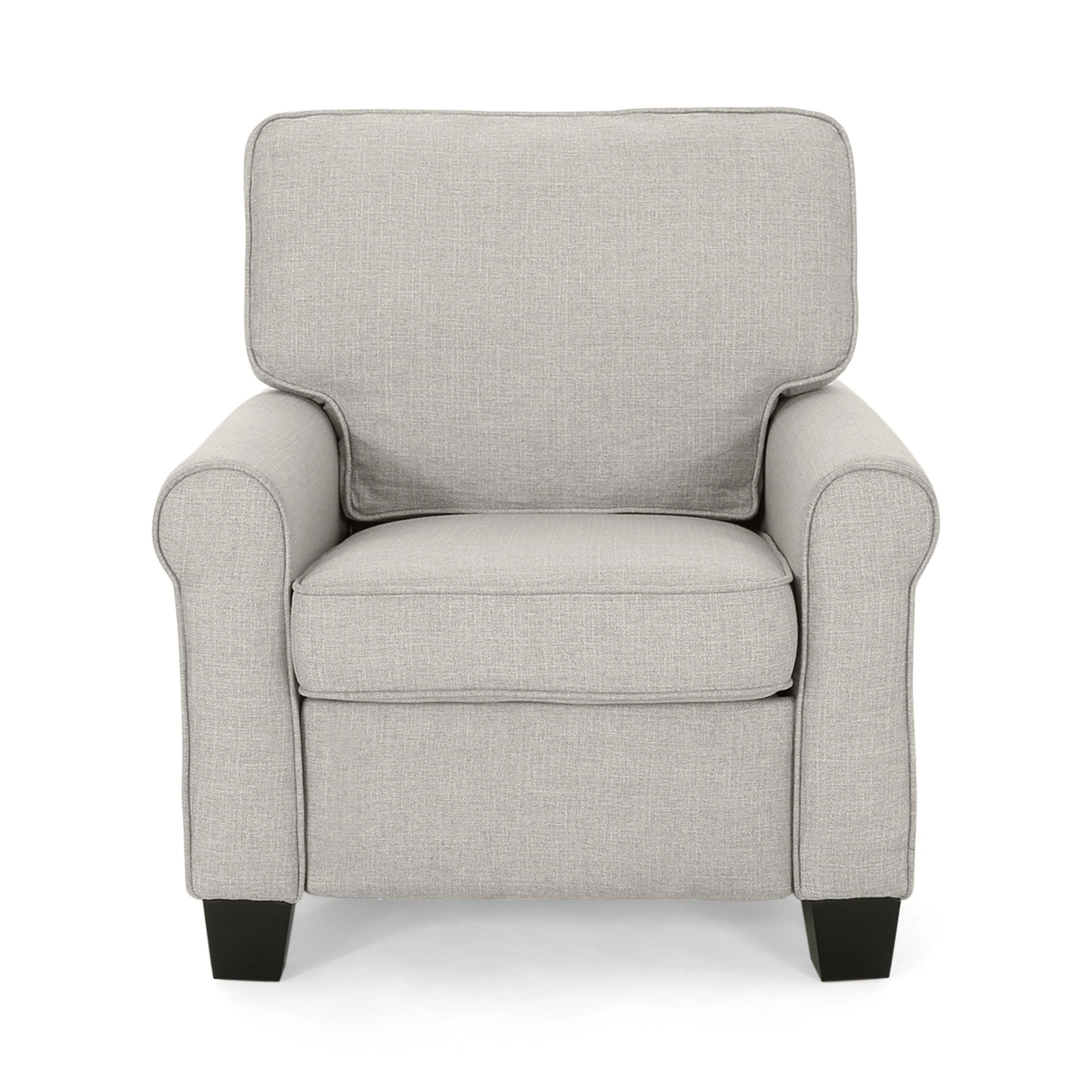 Patricia Contemporary Scrolled Arm Upholstered Fabric Club Chair w/ Tonal Piping - furnishings