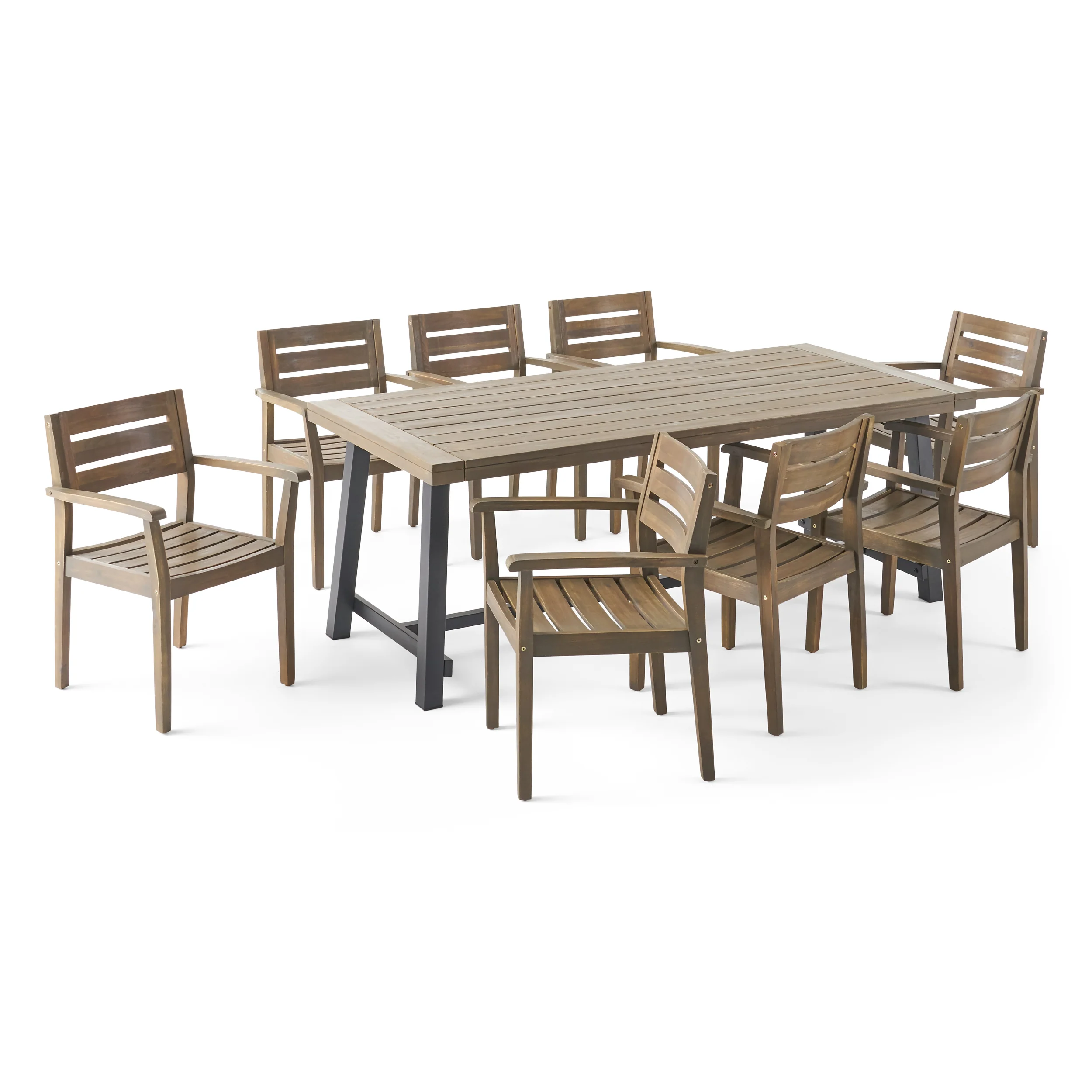 Keegan Outdoor Acacia Wood 8 Seater Dining Set - furnishings