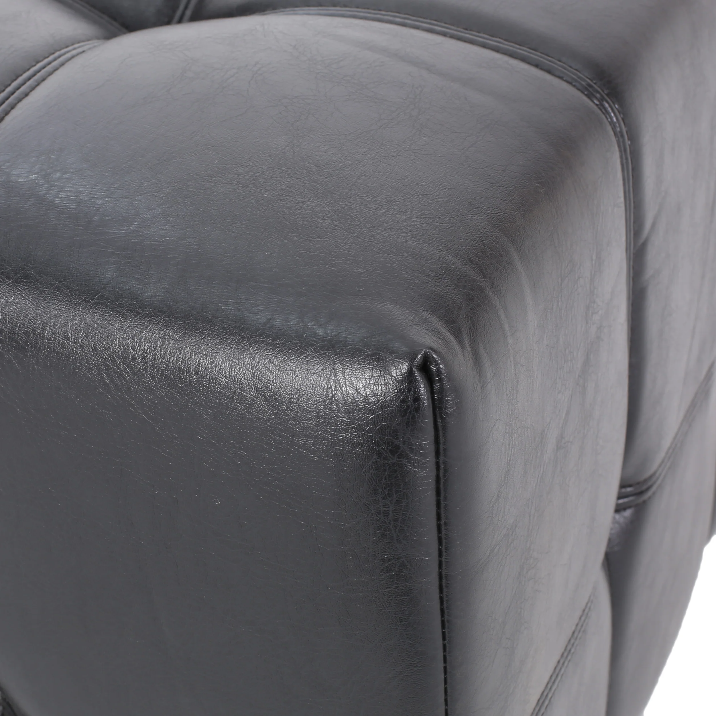Littell Contemporary Faux Leather Tufted 4 Seater Sofa and Chaise Lounge Sectional Set with Ottoman - furnishings