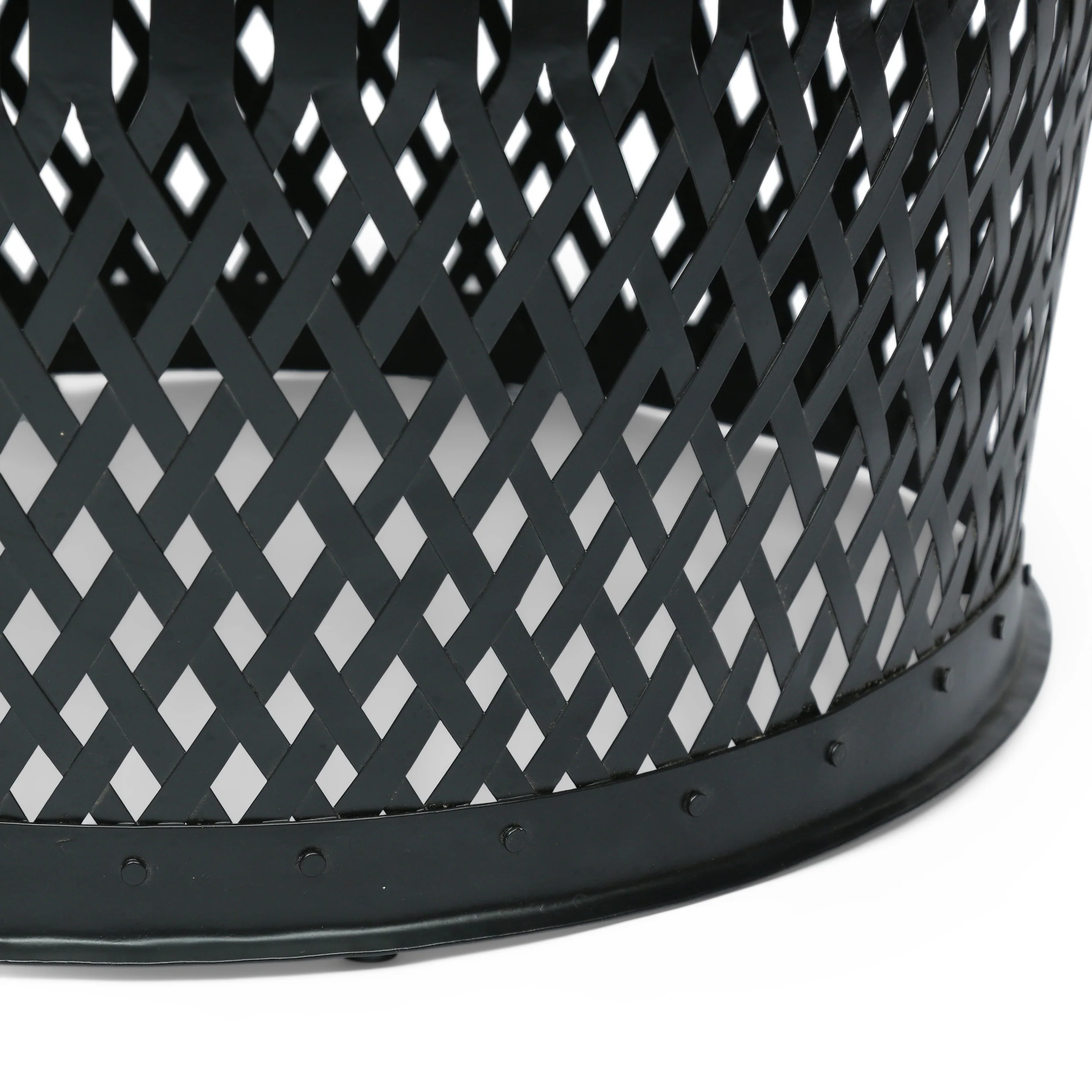 Woodbine Modern Industrial Handcrafted Mango Wood Lace Cut Side Table, Natural and Black - furnishings