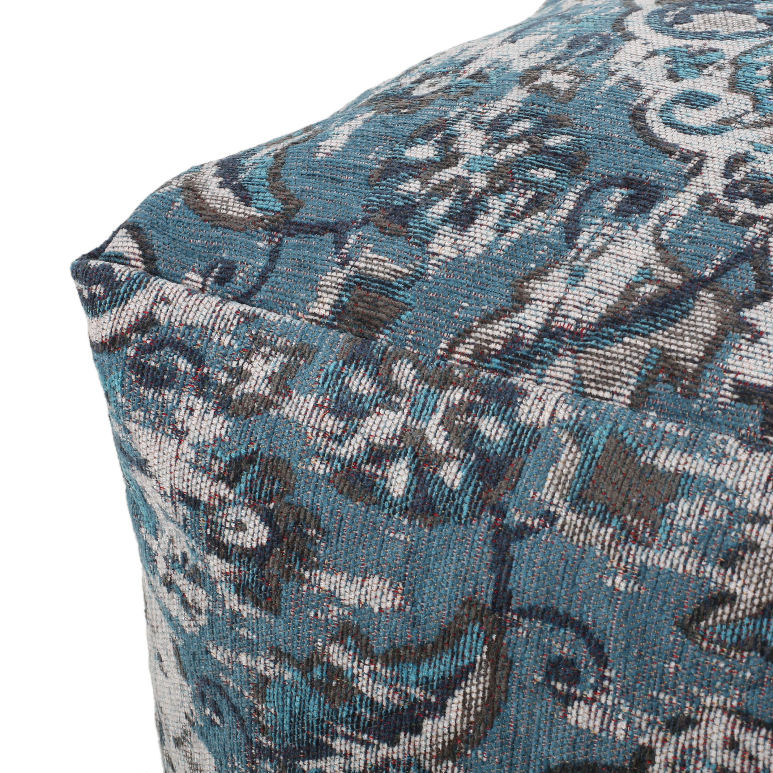 Concho Handcrafted Boho Fabric Cube Pouf - furnishings