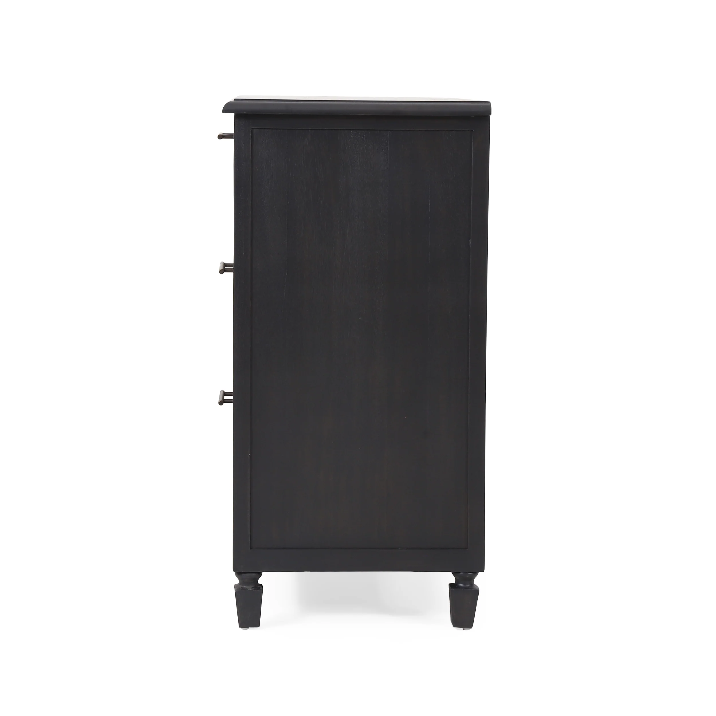 Pollards Rustic Acacia Wood and Cane 3 Drawer Dresser, Dark Gray - furnishings