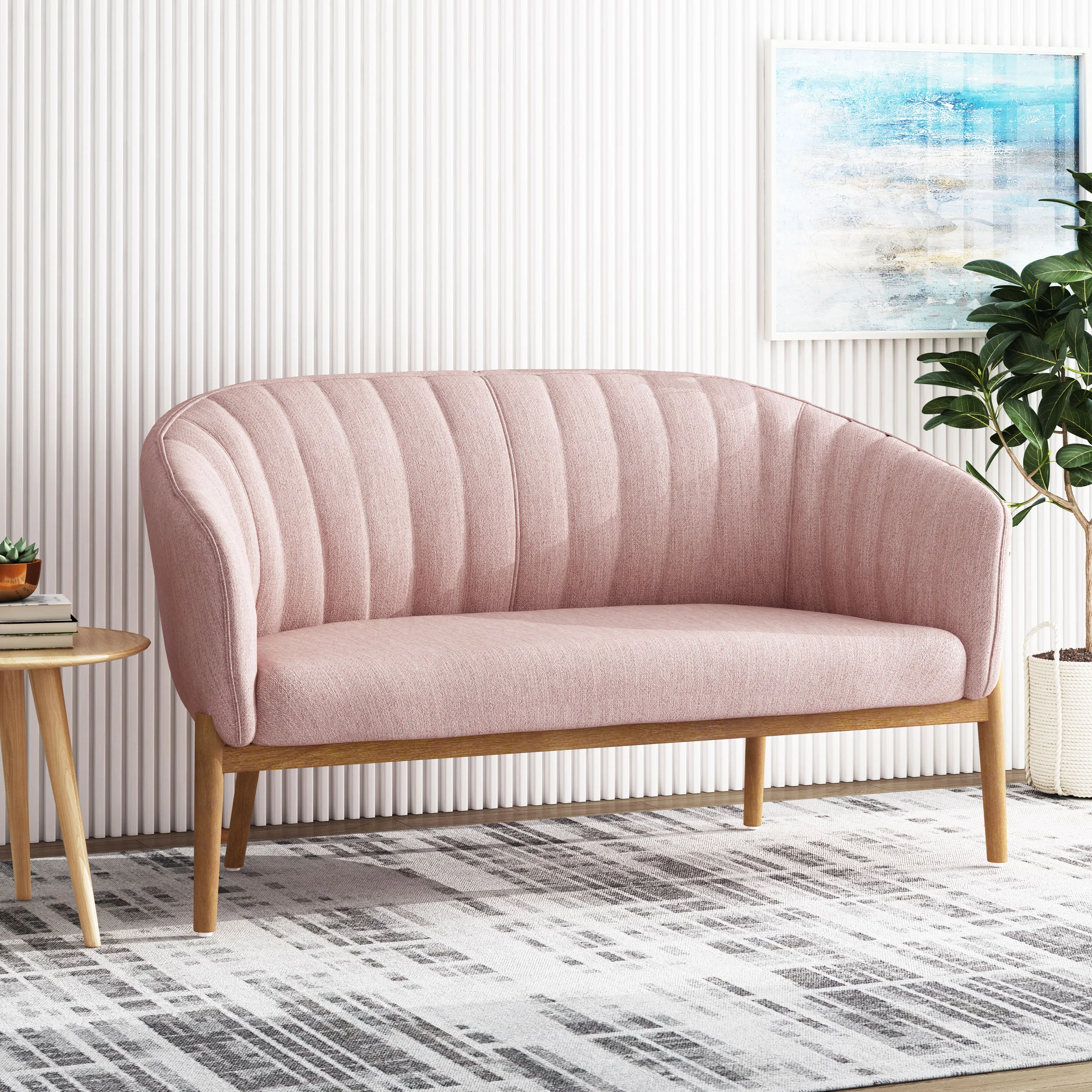 Deborah Mid-Century Fabric Settee - furnishings