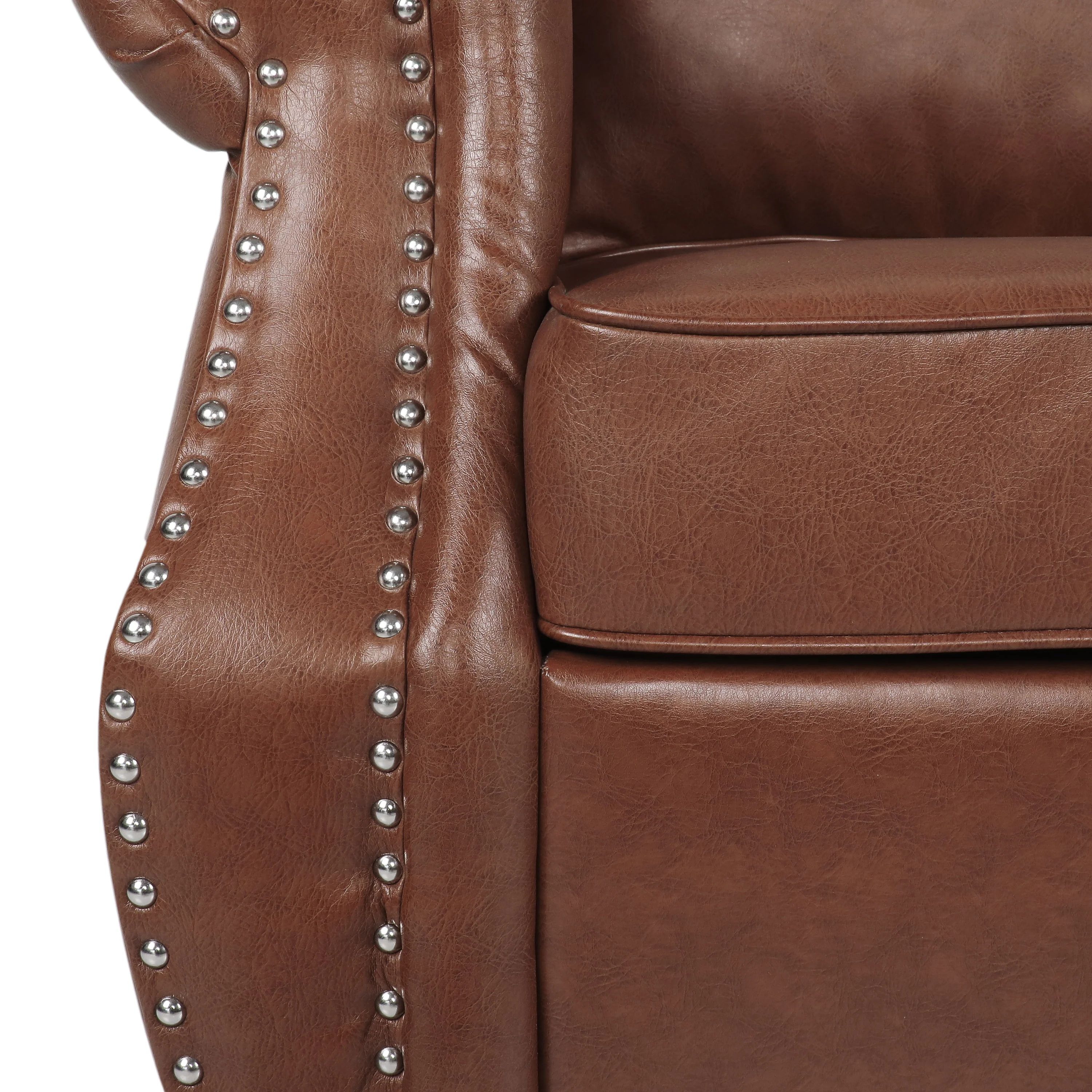 Pochelon Contemporary Faux Leather Loveseat with Nailhead Trim - furnishings