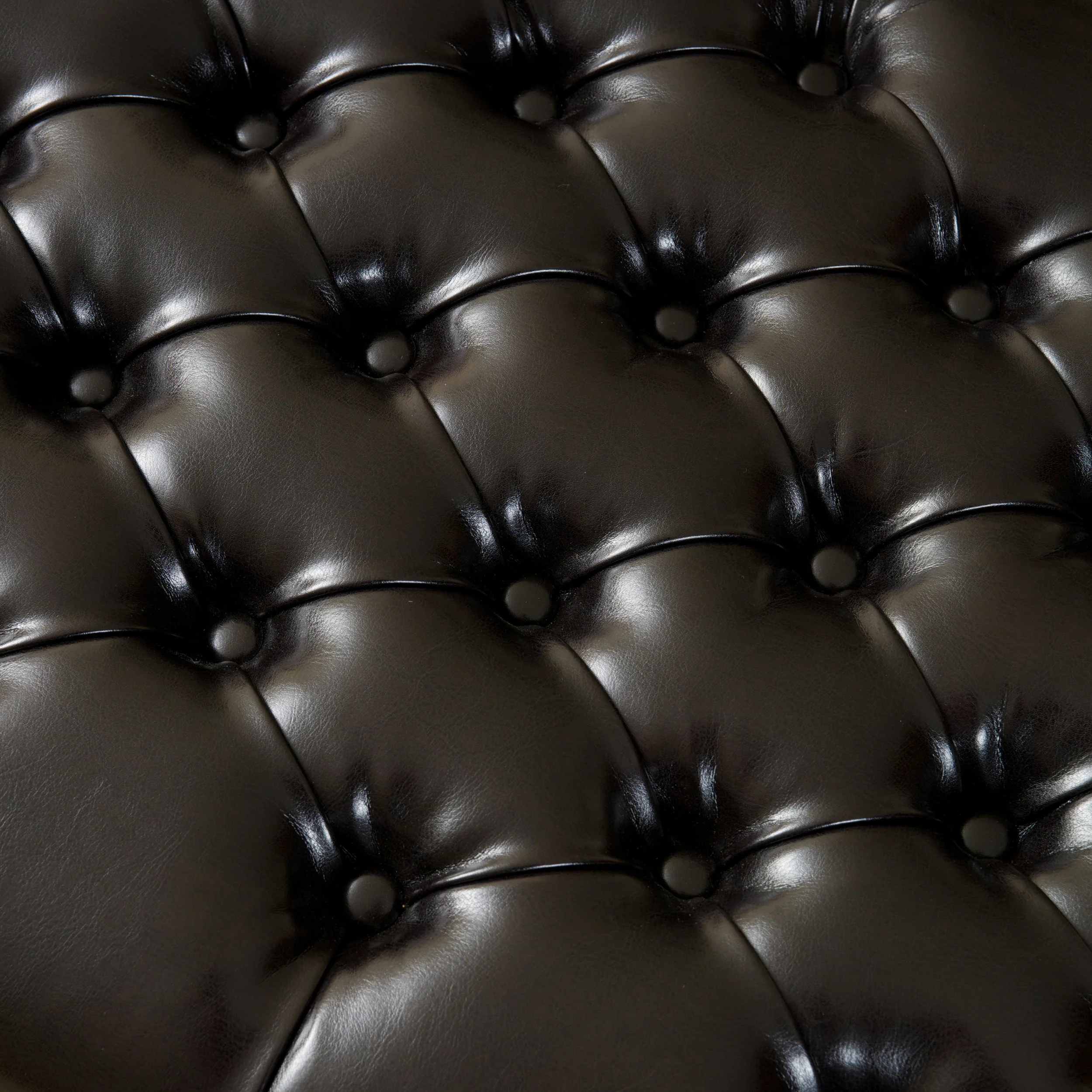 Barton Tufted Espresso Leather Storage Ottoman - furnishings