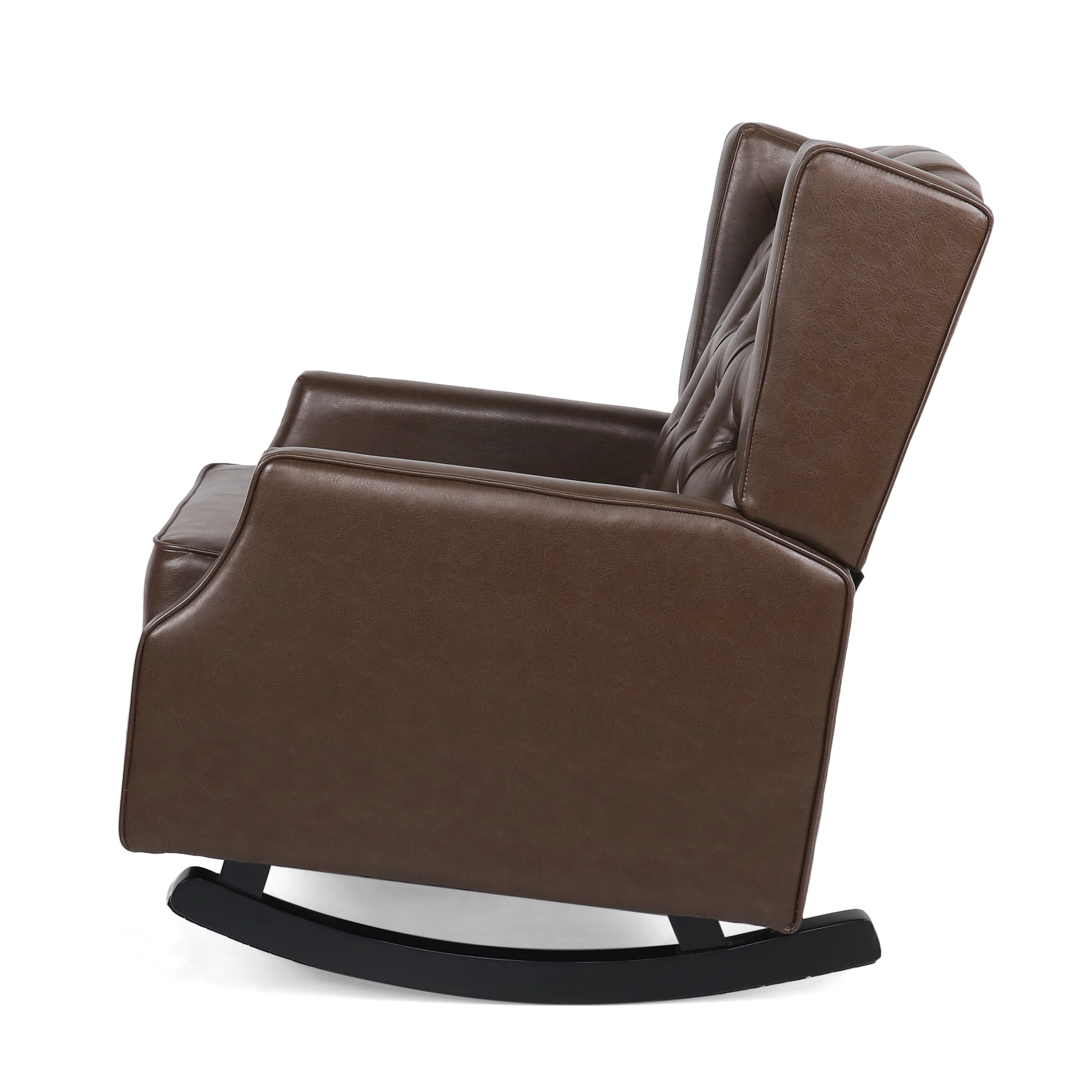 Amedou Contemporary Faux Leather Tufted Wingback Rocking Chair - furnishings