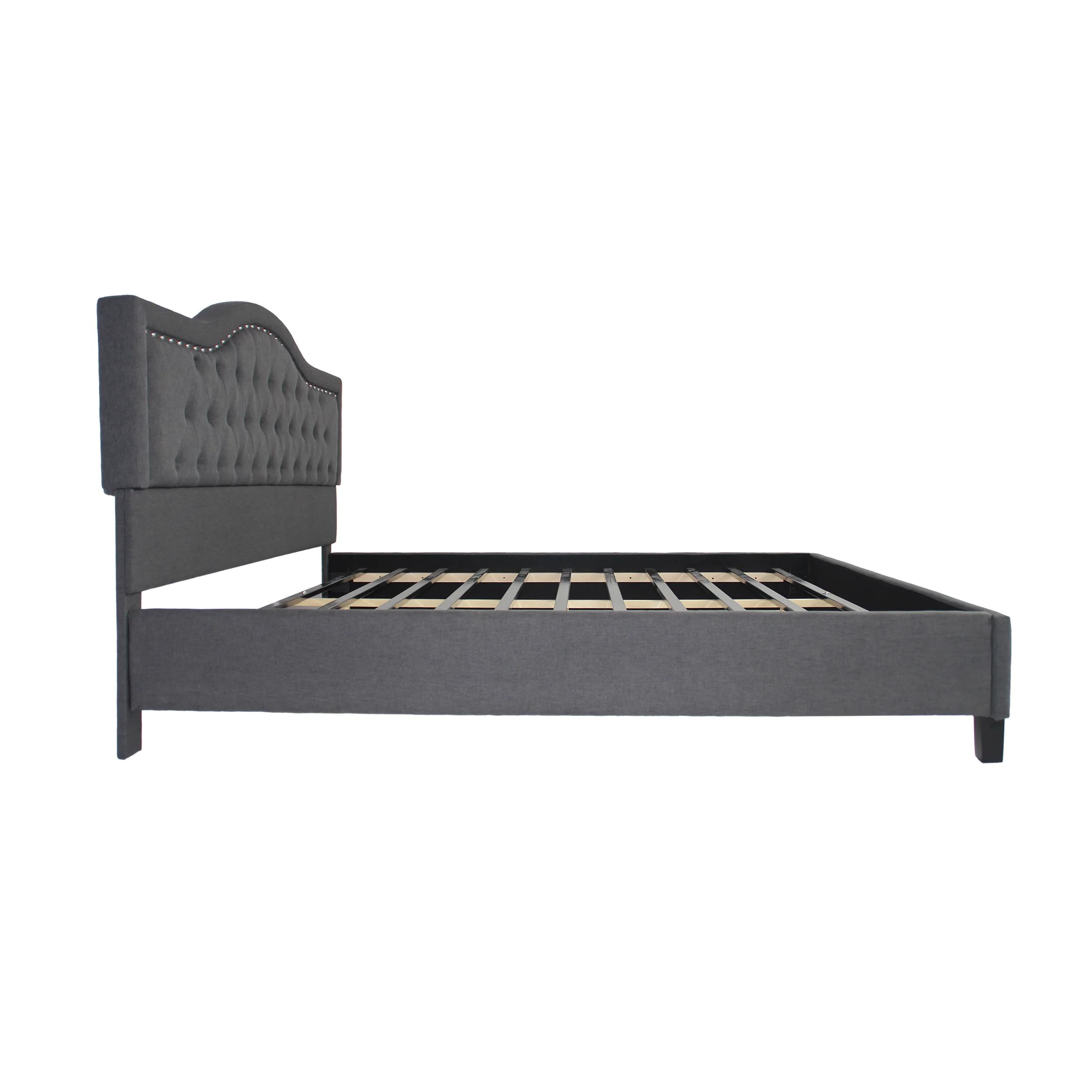 Dante Contemporary Upholstered Bed Set with Nailhead Trim - furnishings