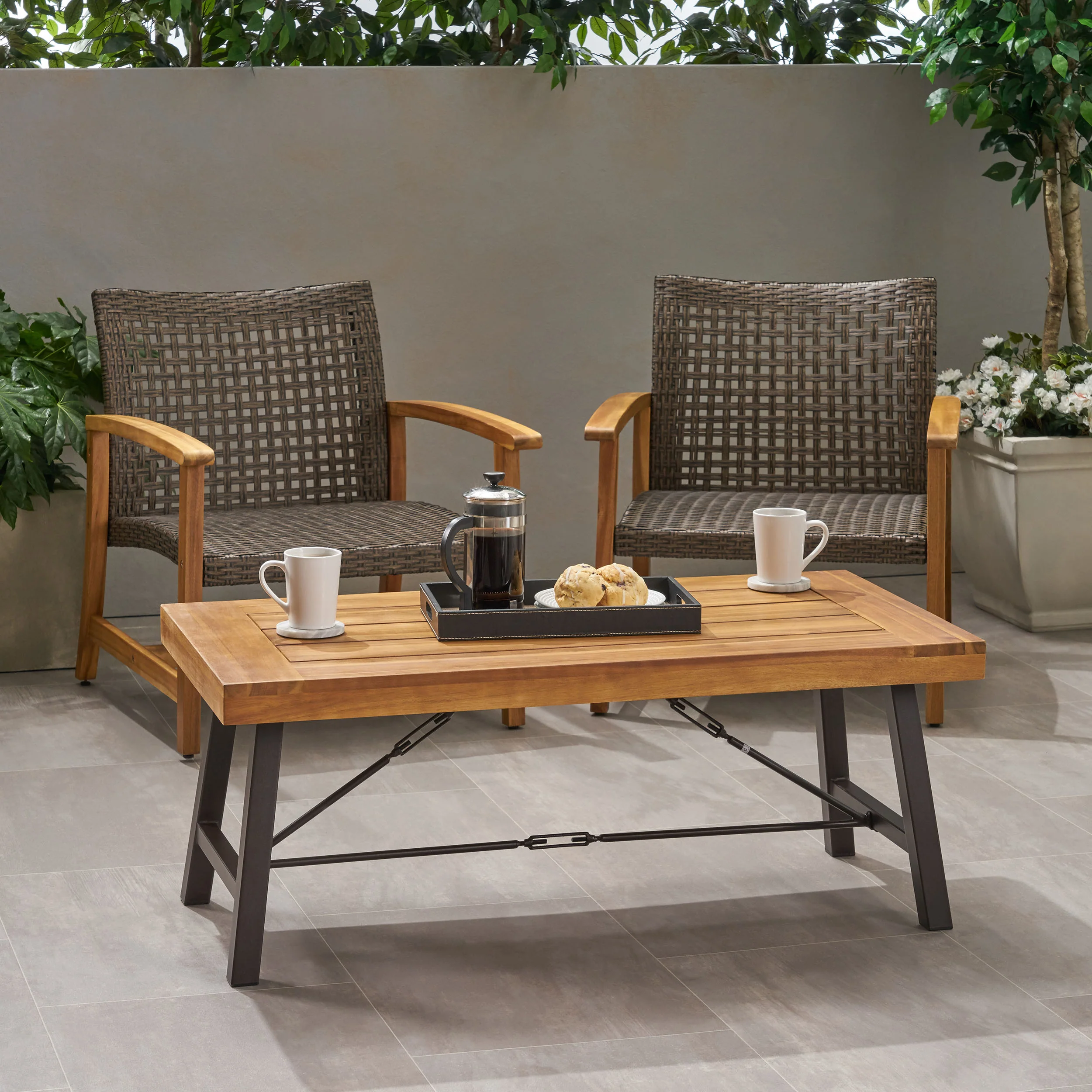 Easter Outdoor Acacia Wood Coffee Table, Teak - furnishings
