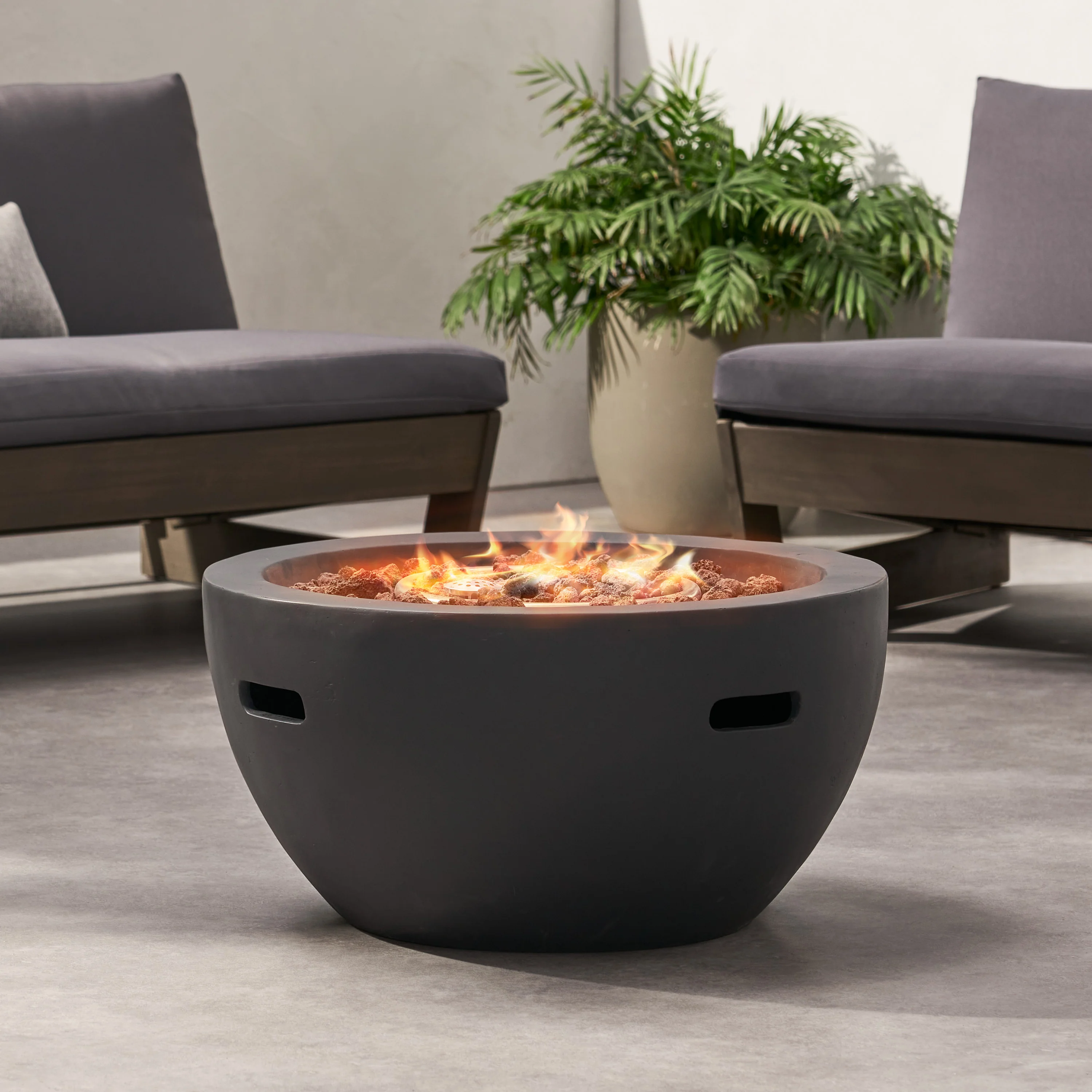 Toulouse Outdoor 40,000 BTU Lightweight Concrete Fire Pit Bowl (No Tank Holder) - furnishings