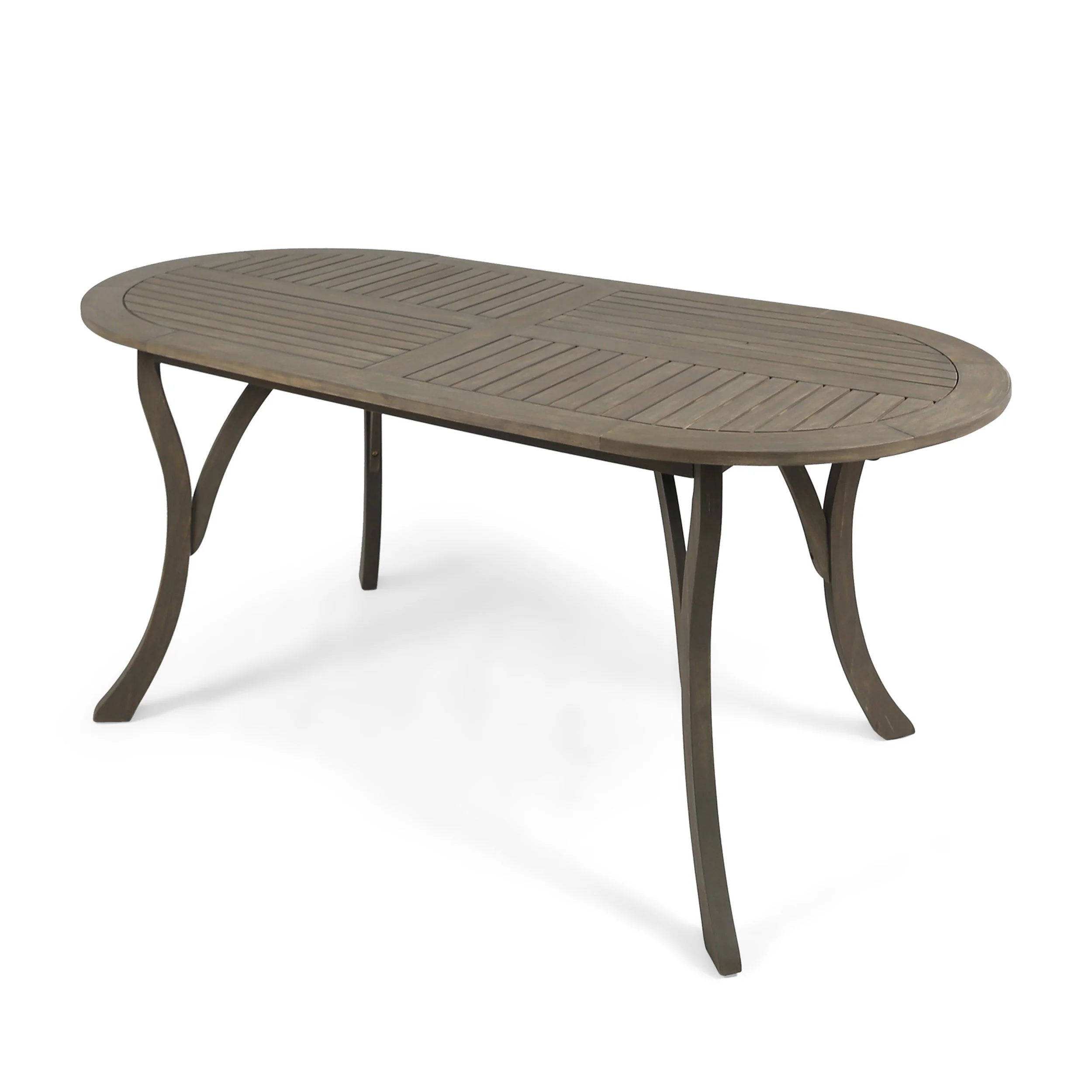 Ford Outdoor 7 Piece Wood and Wicker Dining Set, Gray Finish and Gray - furnishings