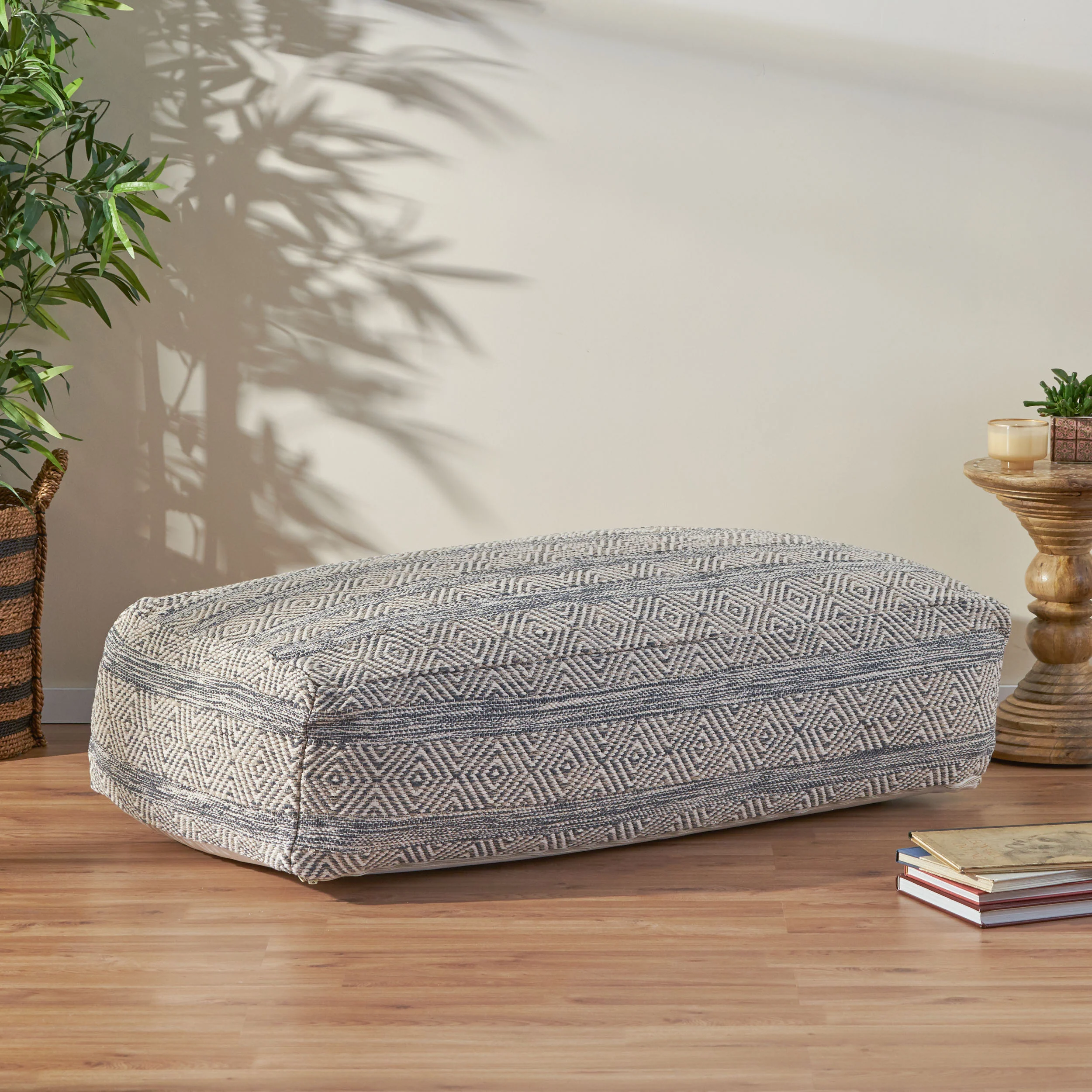 Cyria Boho Rectangular Bean Bag Ottoman - furnishings
