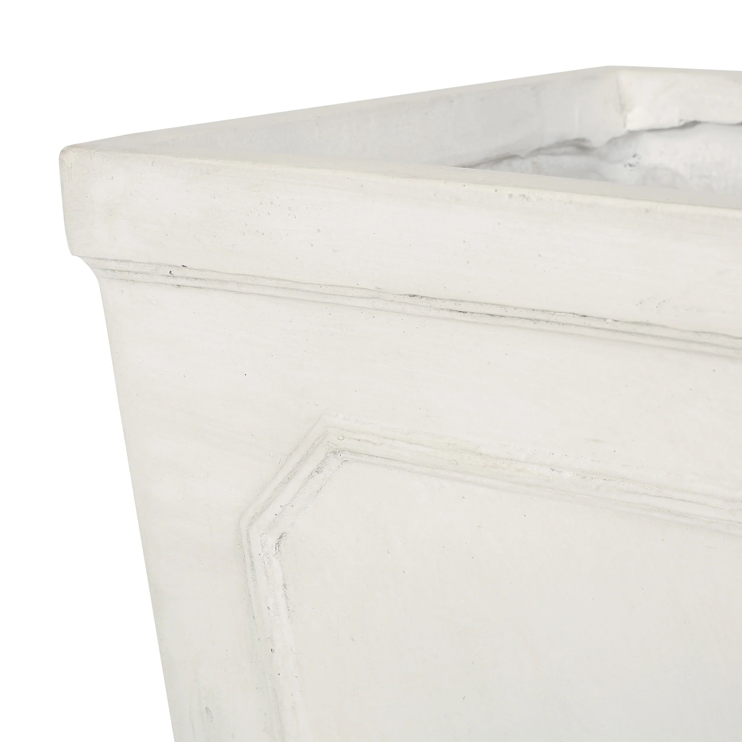 Greg Outdoor Small and Large Cast Stone Tapered Planter Set, Antique White - furnishings