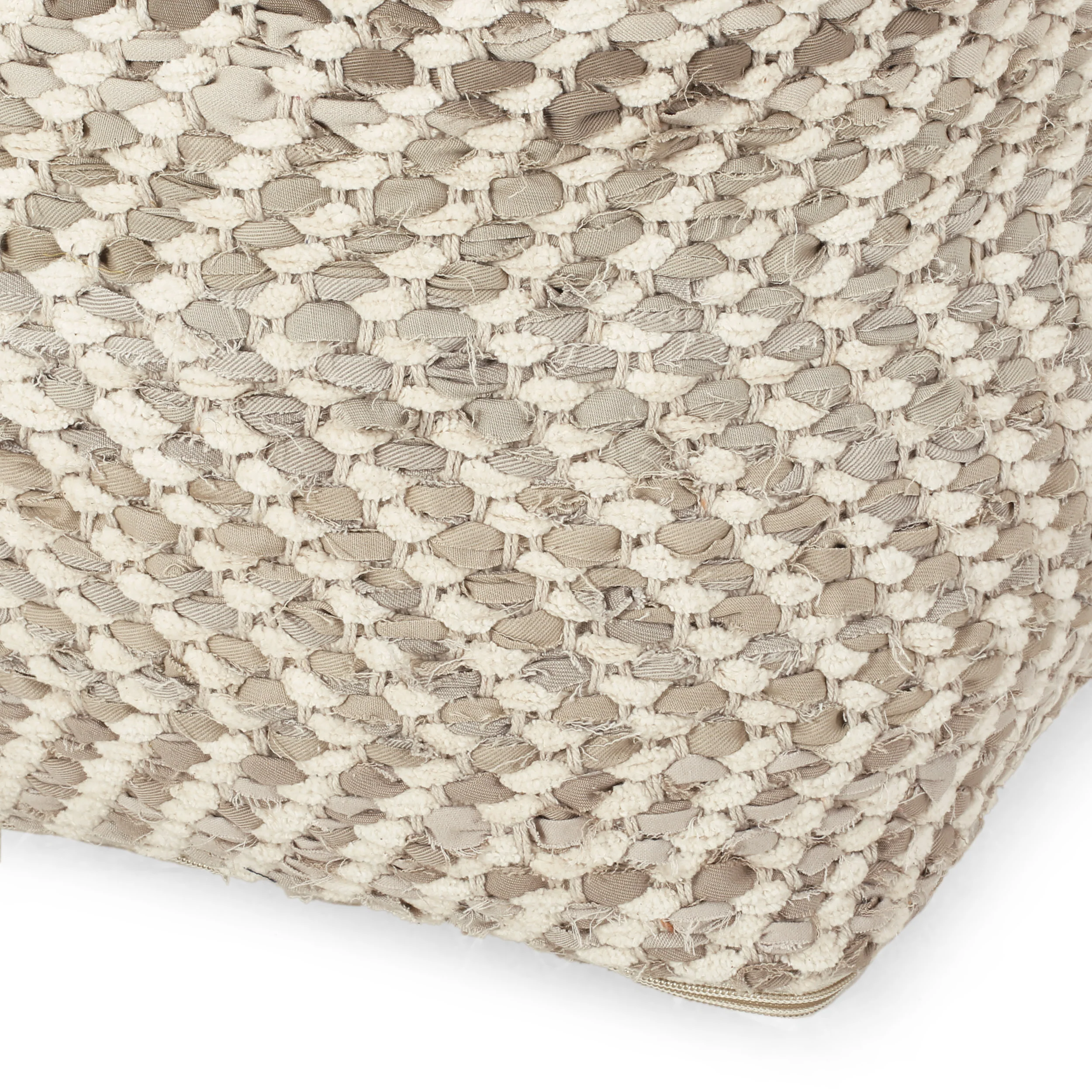 Cyril Handcrafted Boho Fabric Cube Pouf - furnishings