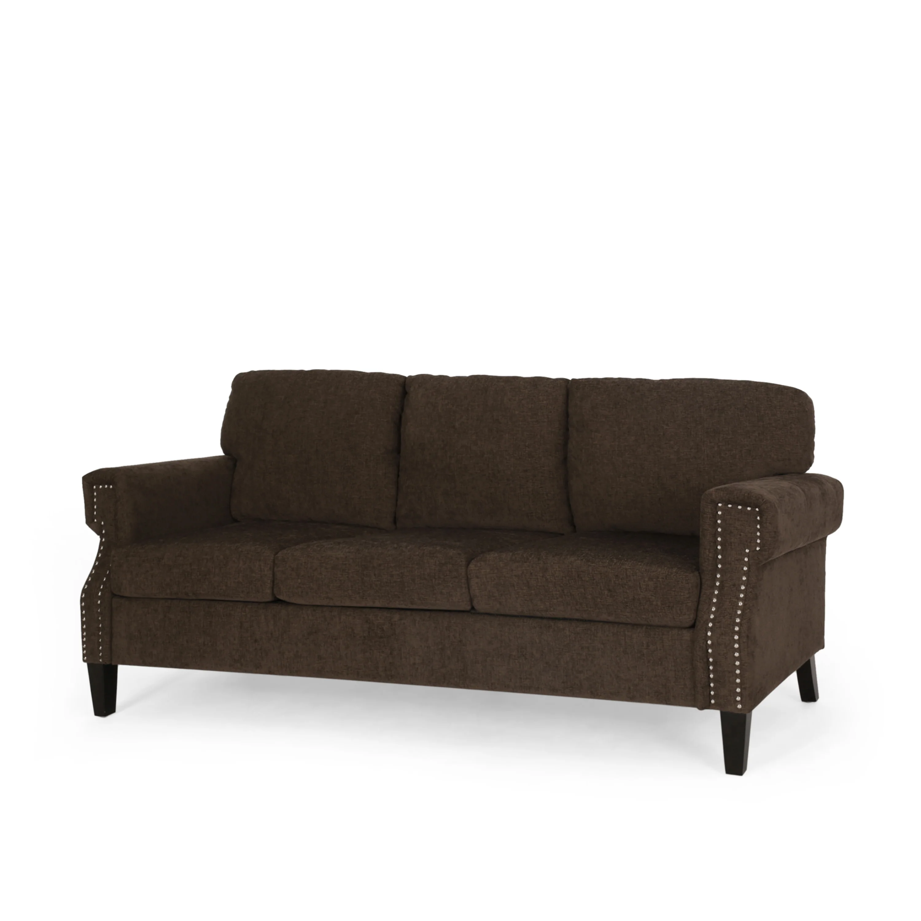 Dobles Contemporary Fabric 3 Seater Sofa with Nailhead Trim - furnishings