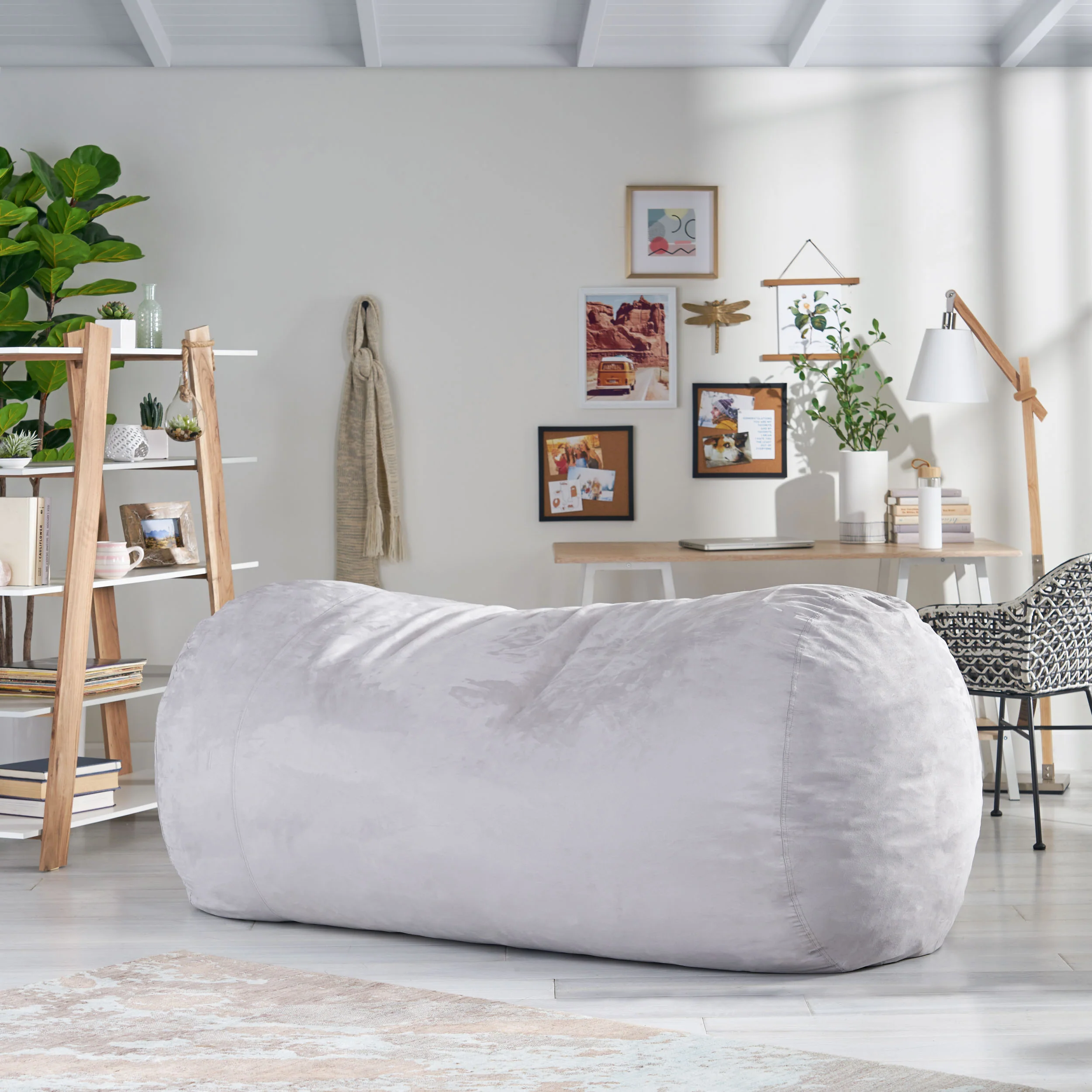 Tucker Modern 8 Foot Microfiber Pastel Bean Bag - furnishings