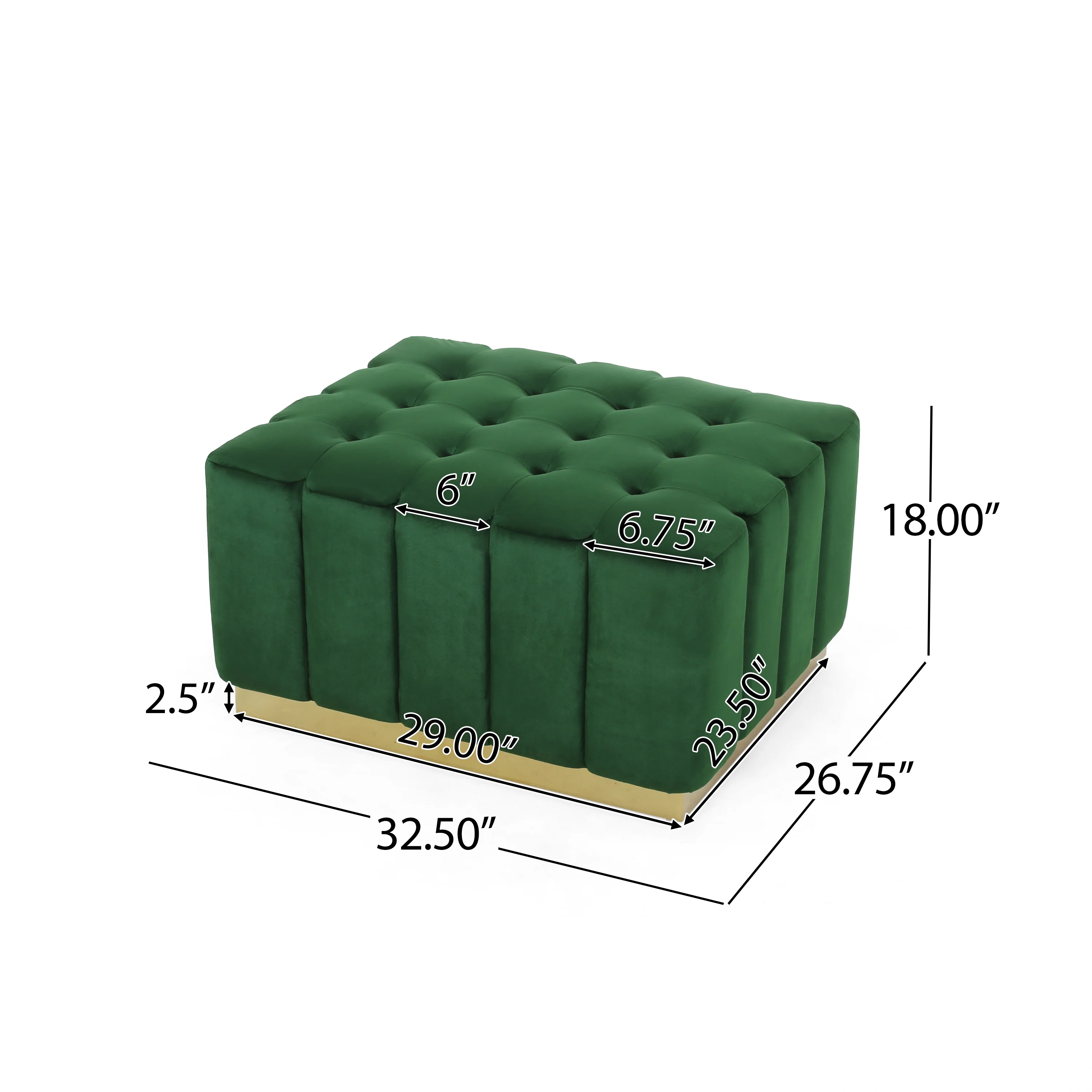 Fairfax Modern Glam Velvet Tufted Ottoman - furnishings