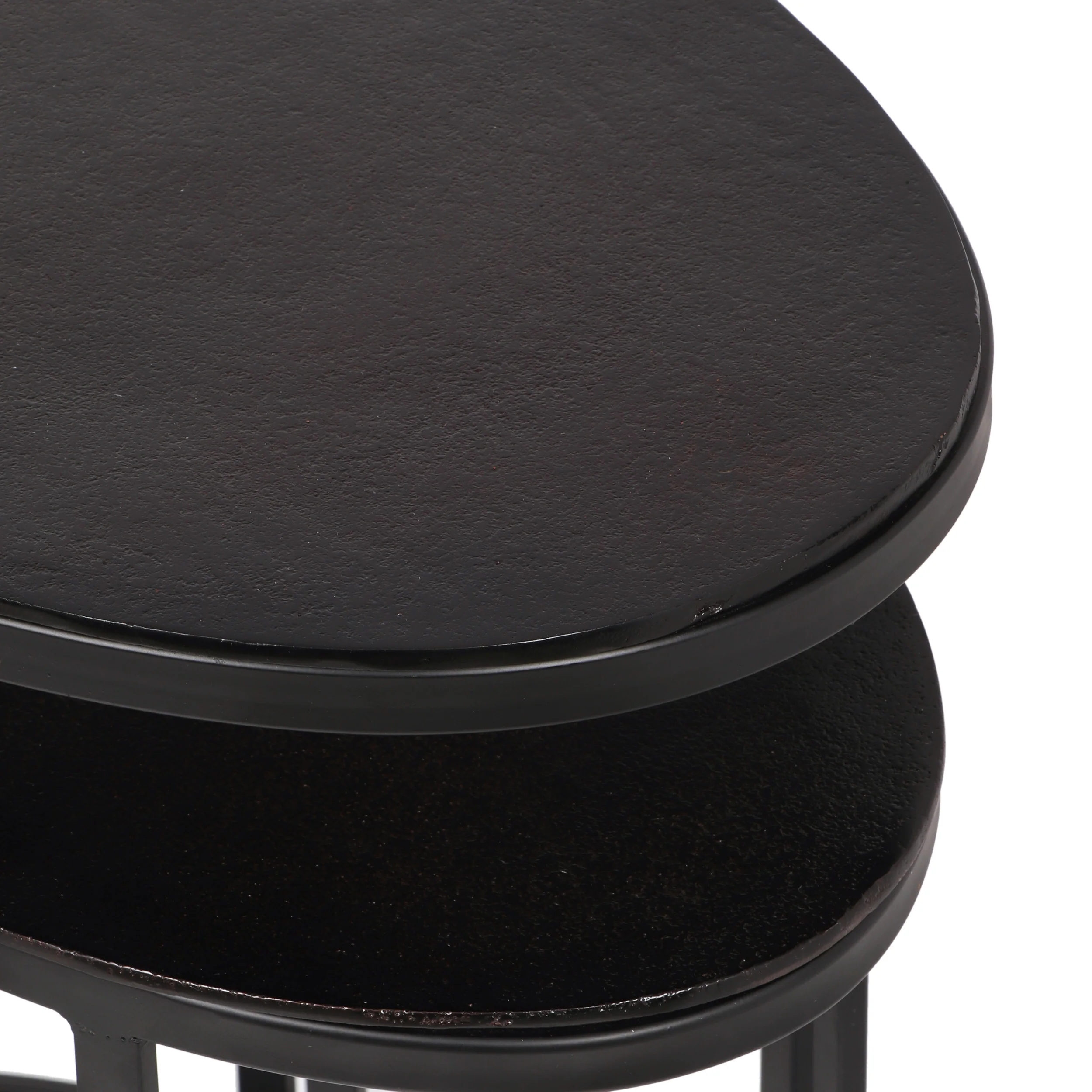 Elwell Modern Handcrafted Aluminum Oval Nested Tables, Set of 2, Raw Bronze and Black - furnishings