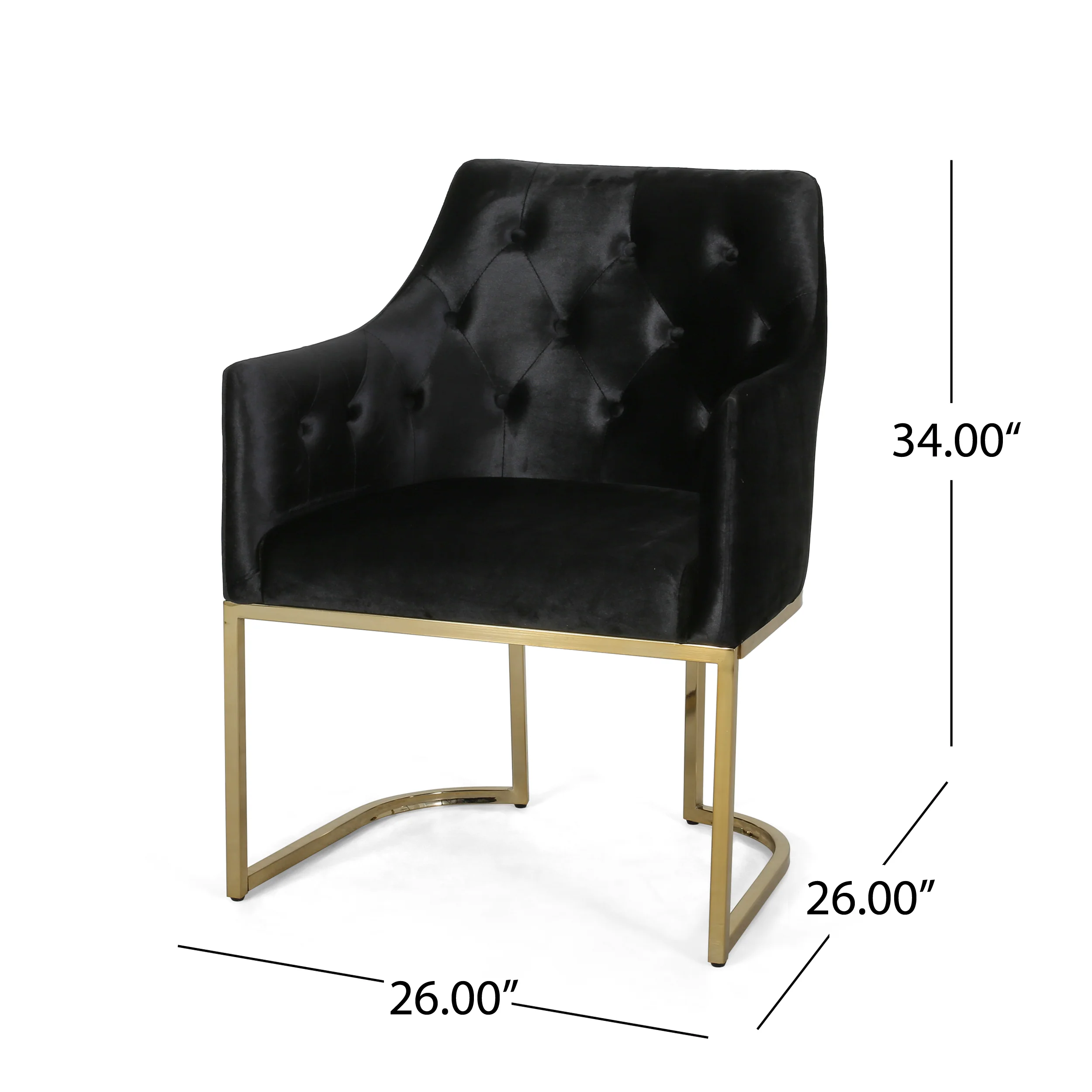 Fern Modern Tufted Glam Accent Chair with Velvet Cushions and U-Shaped Base - furnishings