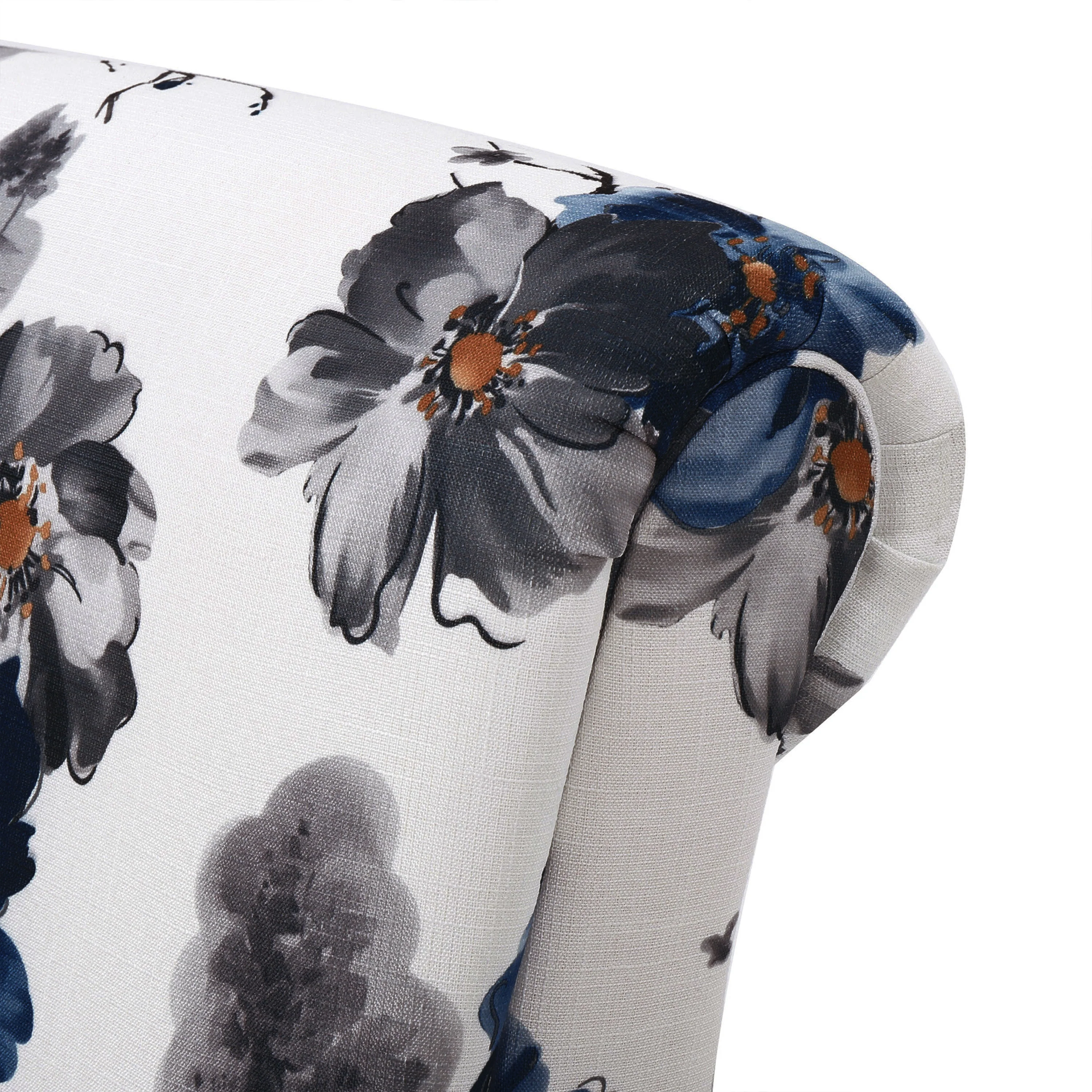 Manon Blue & White Floral Print Fabric Club Chair - furnishings