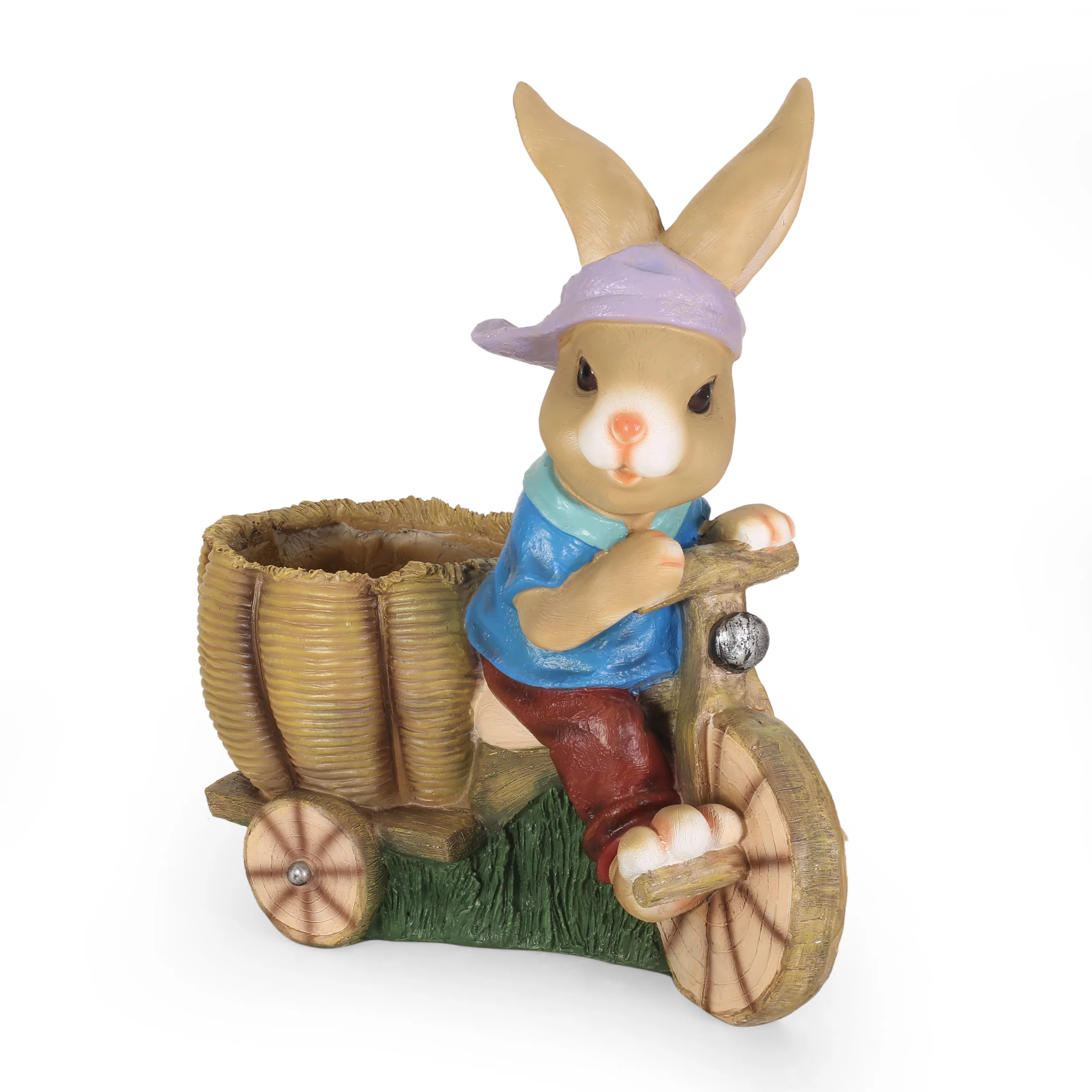Kuhrs Outdoor Decorative Rabbit Planter, Blue and Brown - furnishings