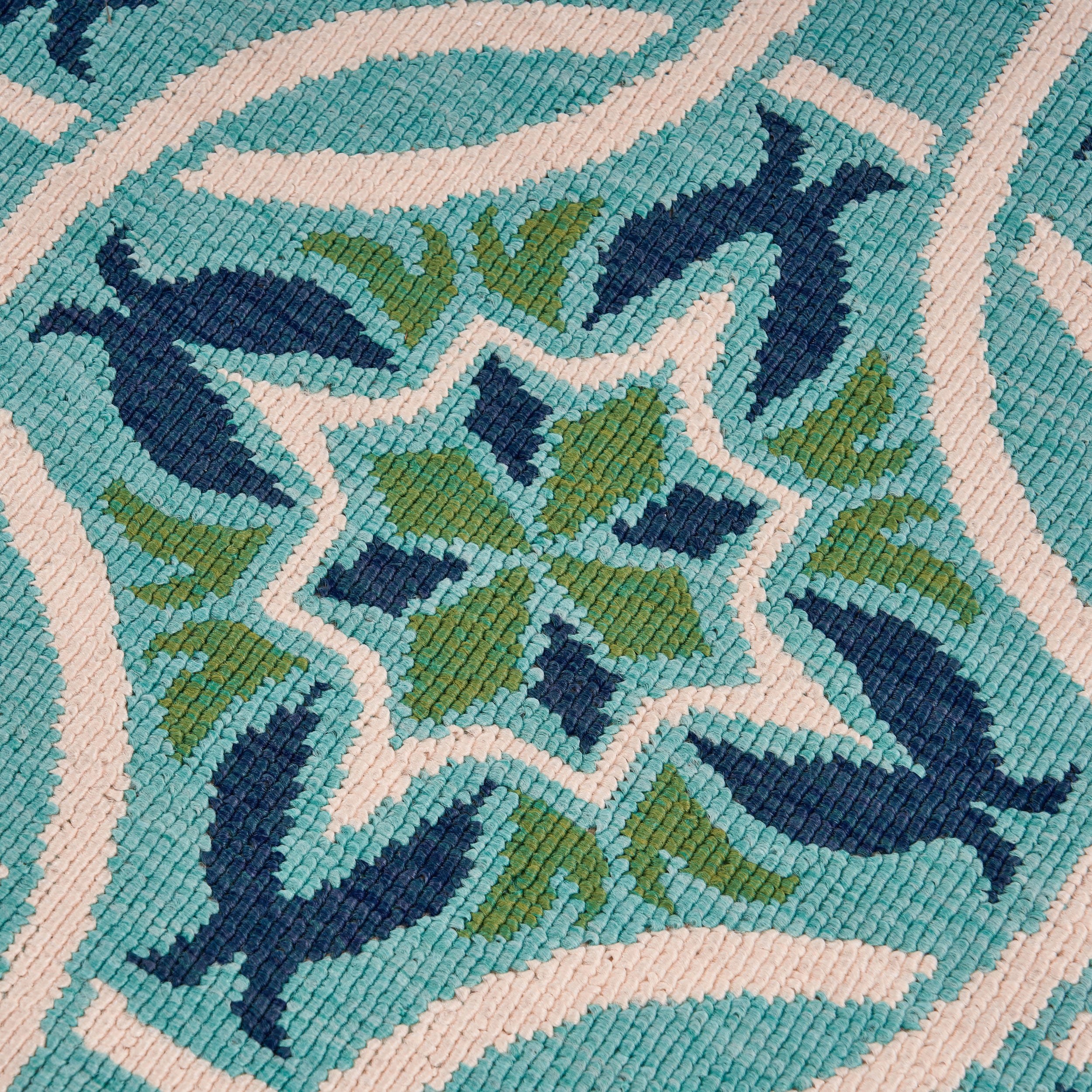 Foxwood Indoor/Outdoor Geometric Area Rug, Blue and Green - furnishings