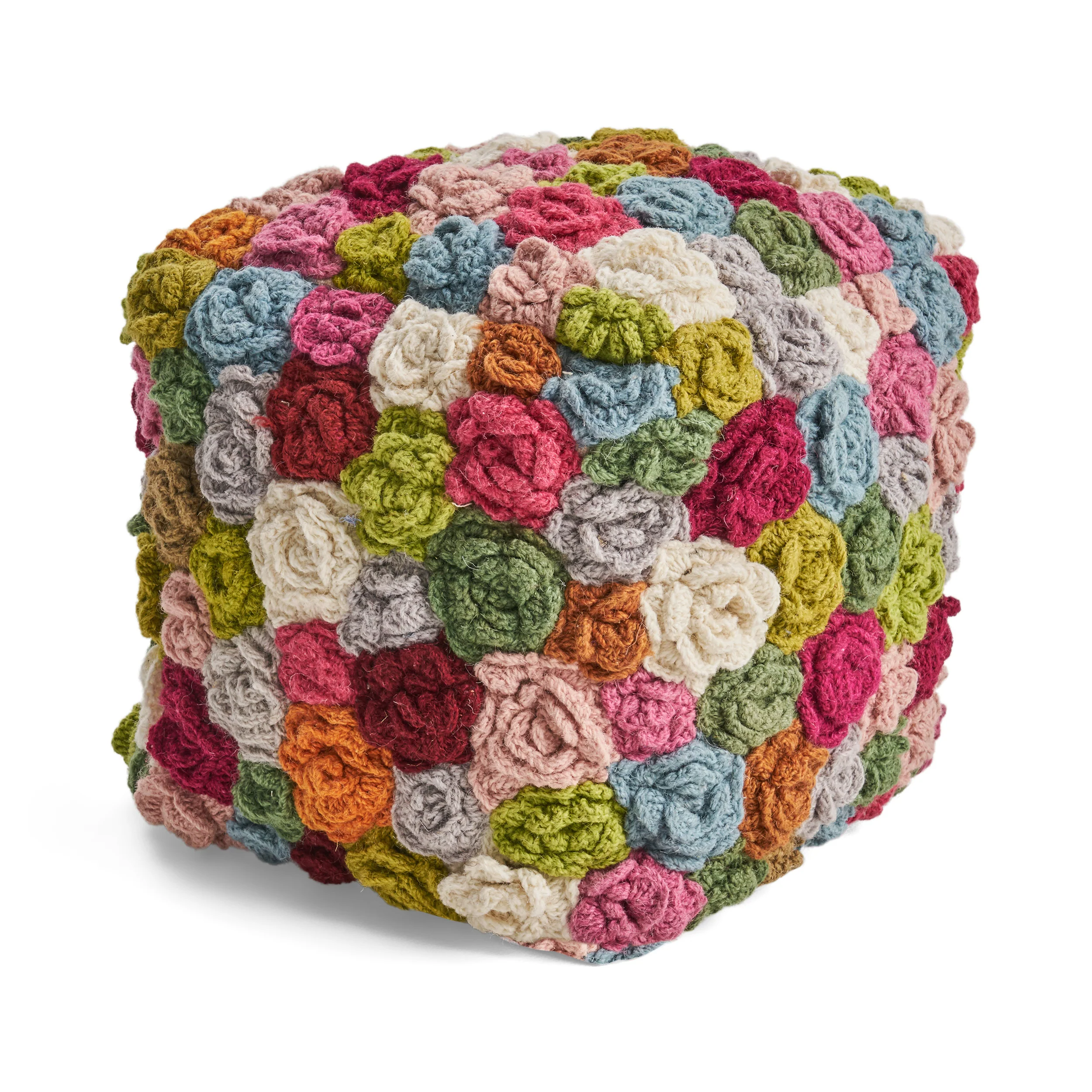 Ellyanna Boho Wool Ottoman Pouf - furnishings