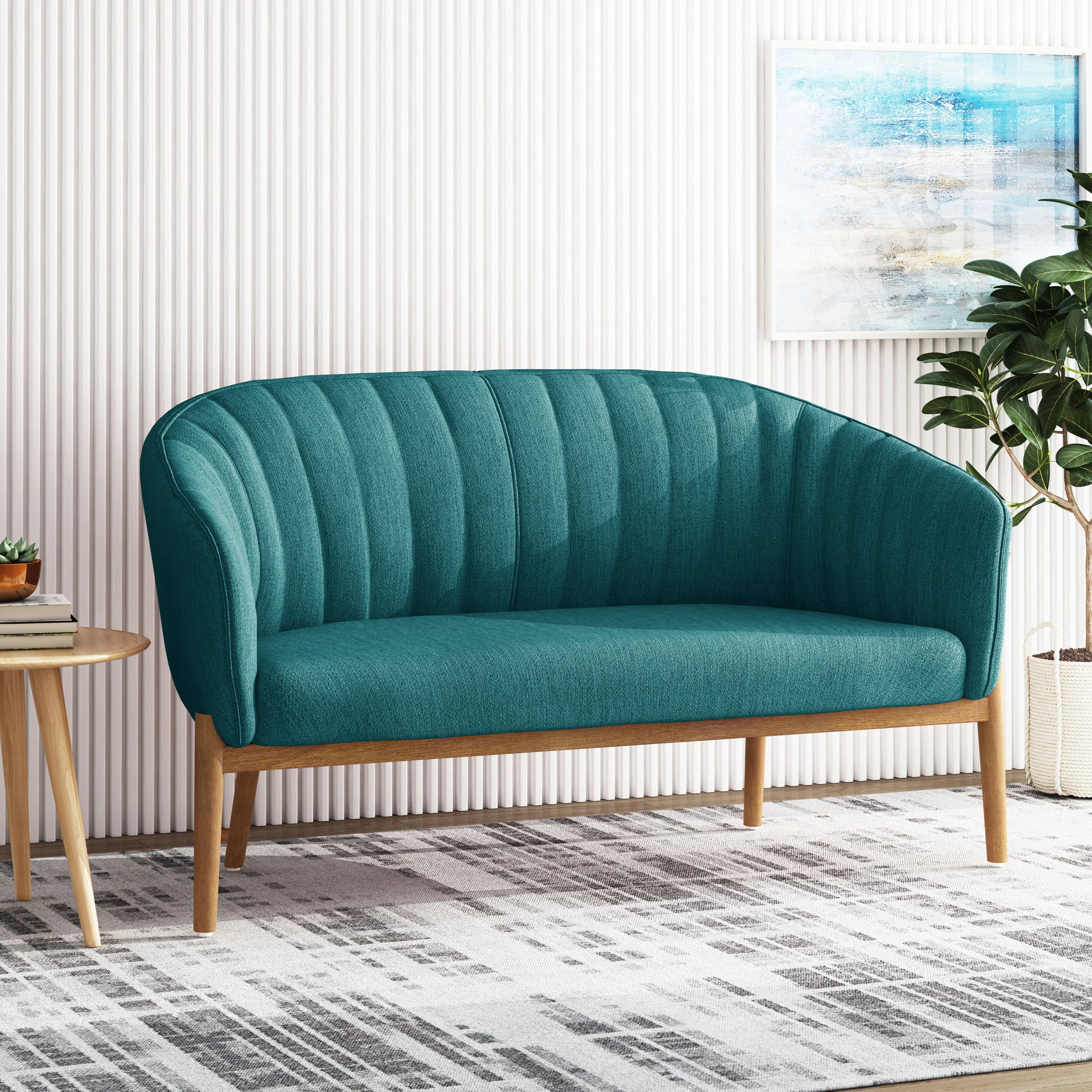 Deborah Mid-Century Fabric Settee - furnishings
