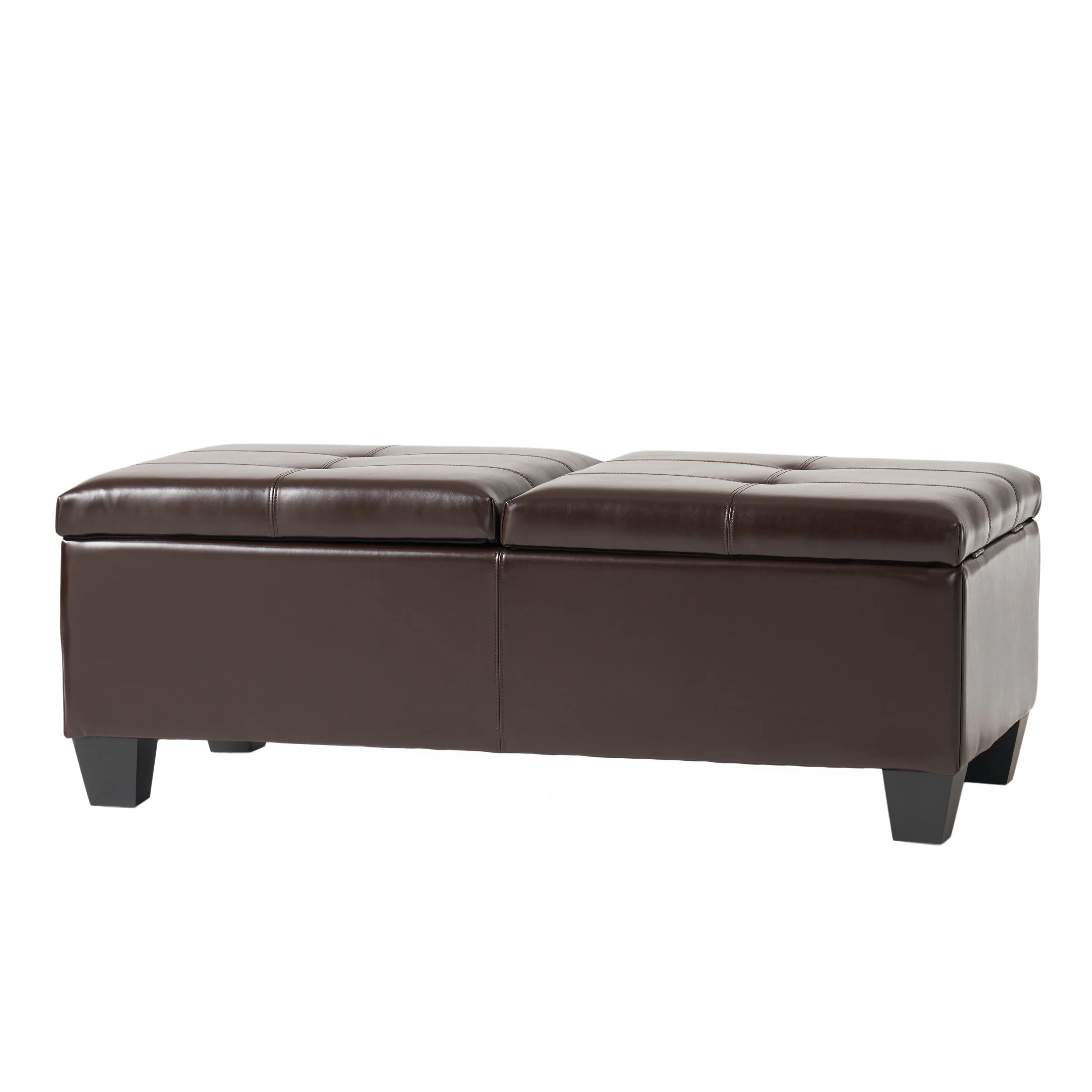 Alpine Leather Storage Ottoman Coffee Table - furnishings