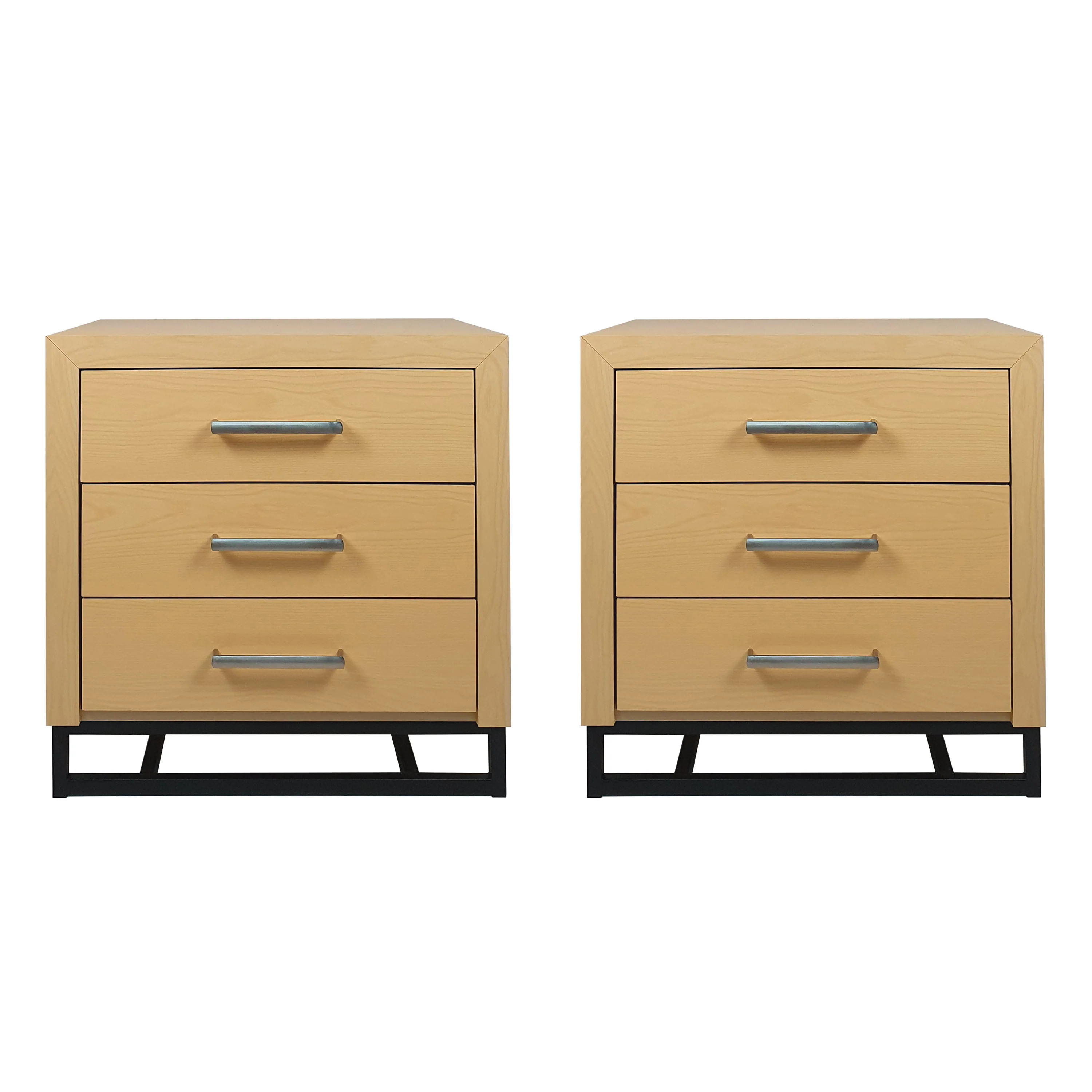 Borah Contemporary Faux Wood 3 Drawer Nightstand, Set of 2 - furnishings