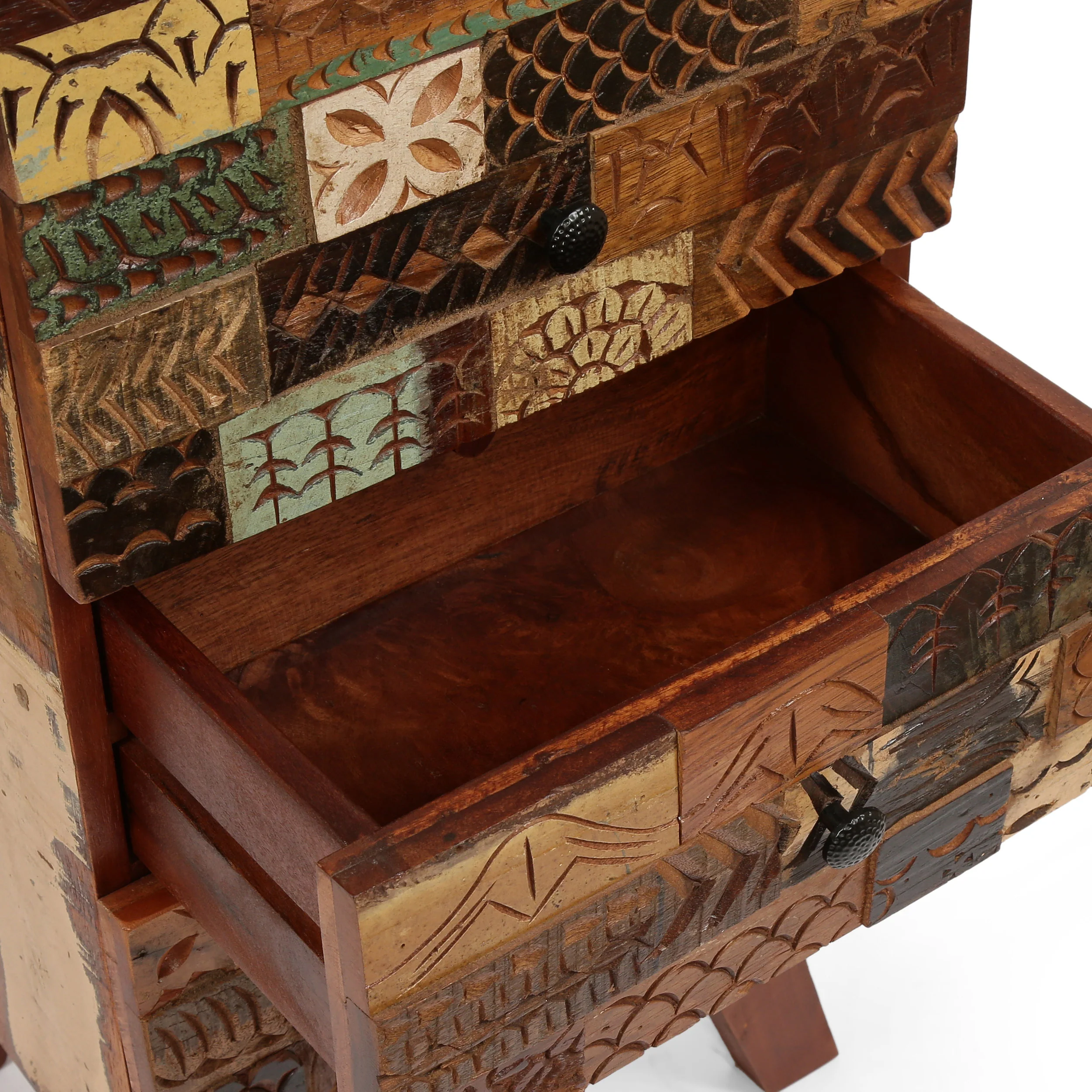 Adcock Handcrafted Boho 4 Drawer Wood Cabinet - furnishings