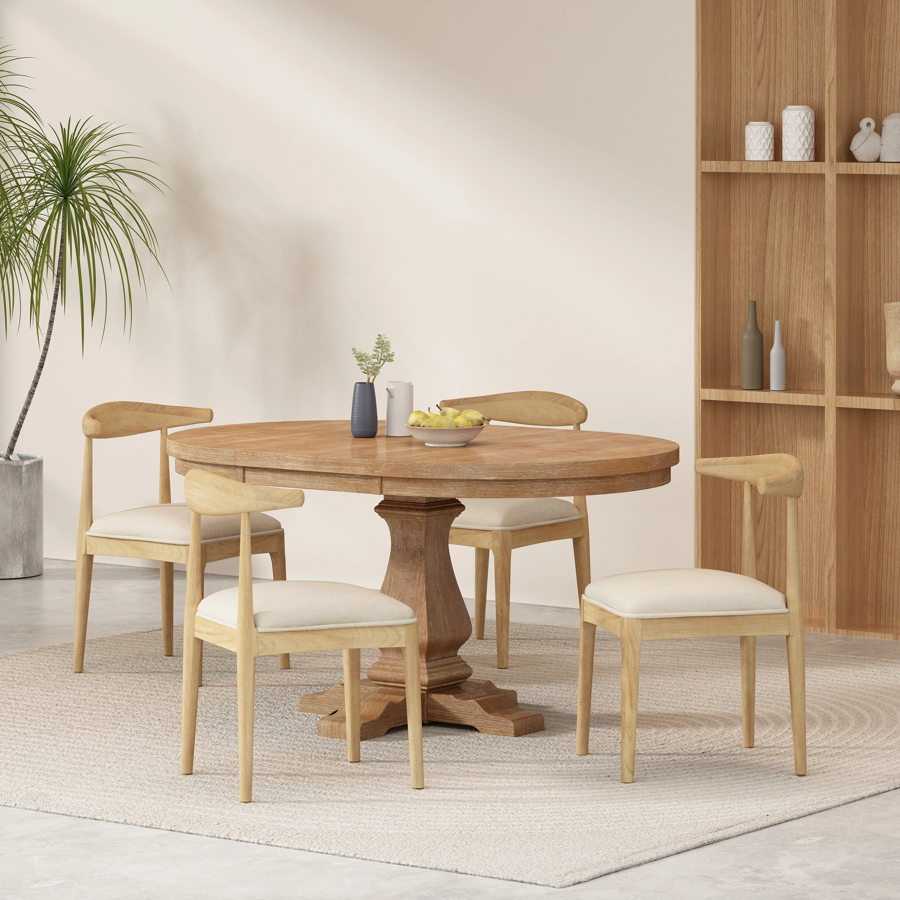 Denell Contemporary Fabric Upholstered Wood 5 Piece Dining Set - furnishings
